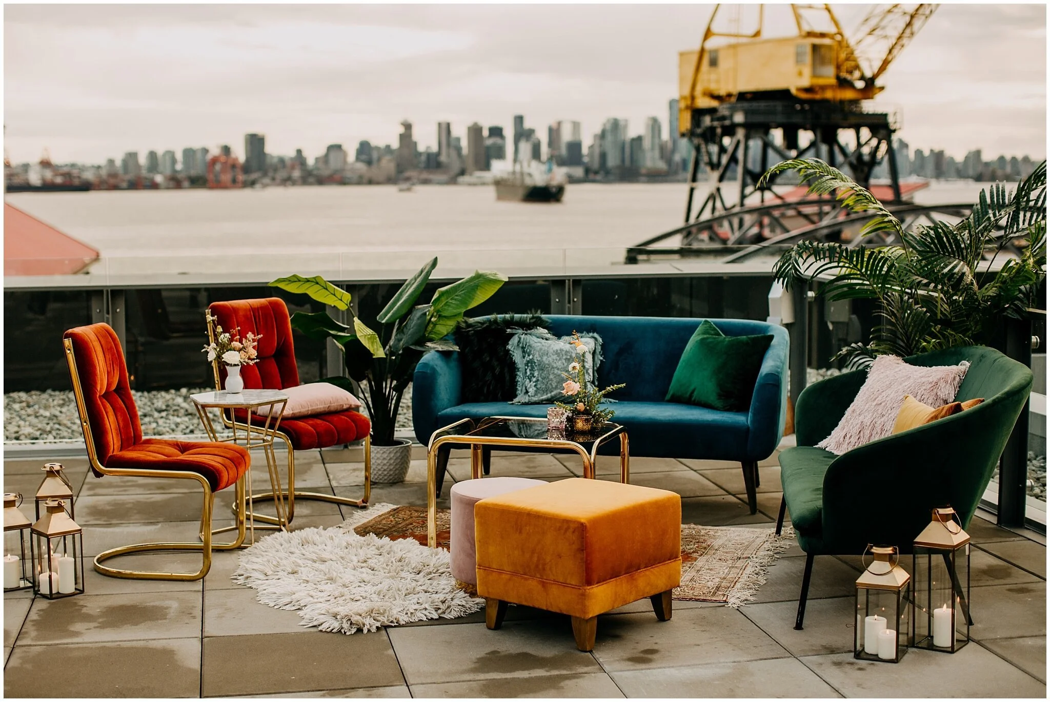 bespoke decor lounge decor for rocky mountain bride styled shoot at the wallace