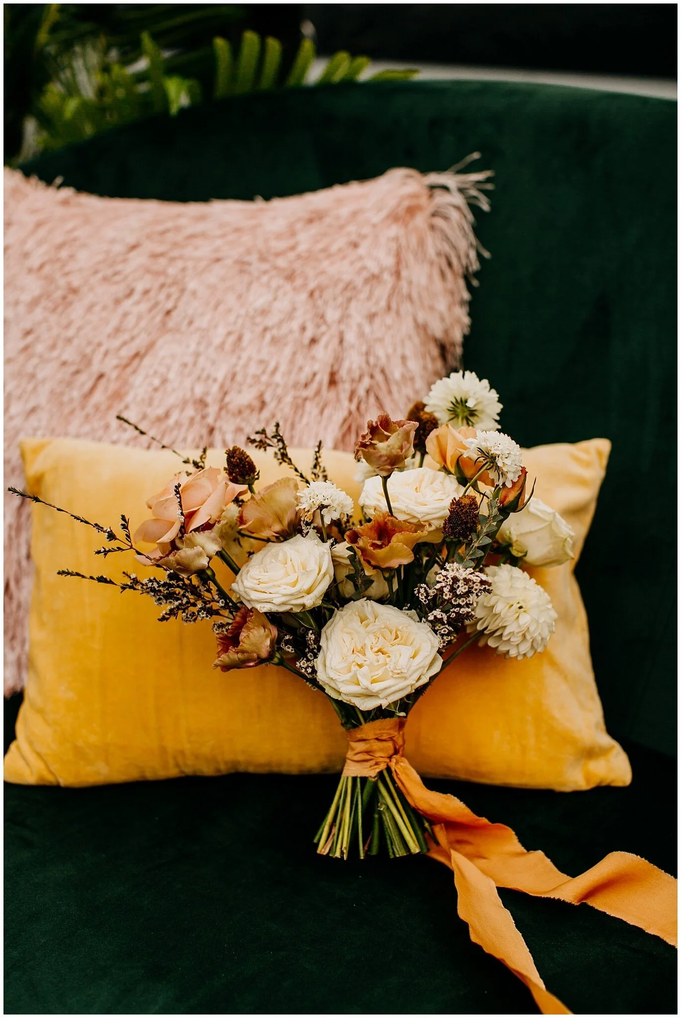 blossom and vine floral arrangement for rocky mountain bride styled shoot