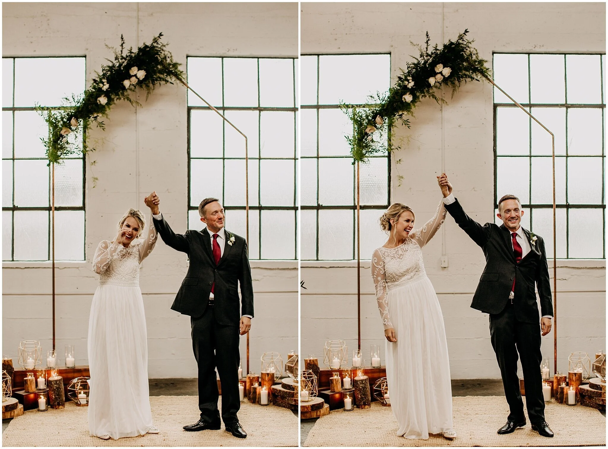 married couple announced as bride and groom at settlement building wedding