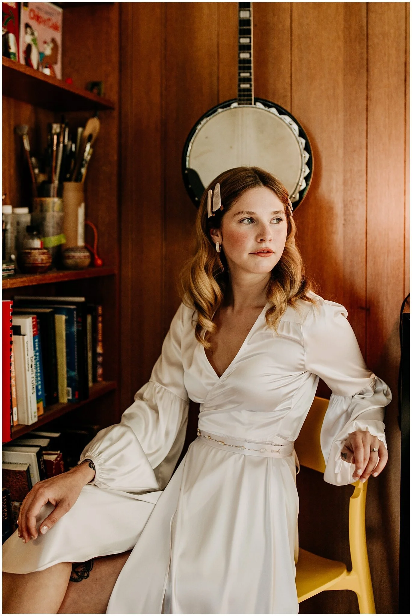 artistic bridal portrait at ellis building wedding