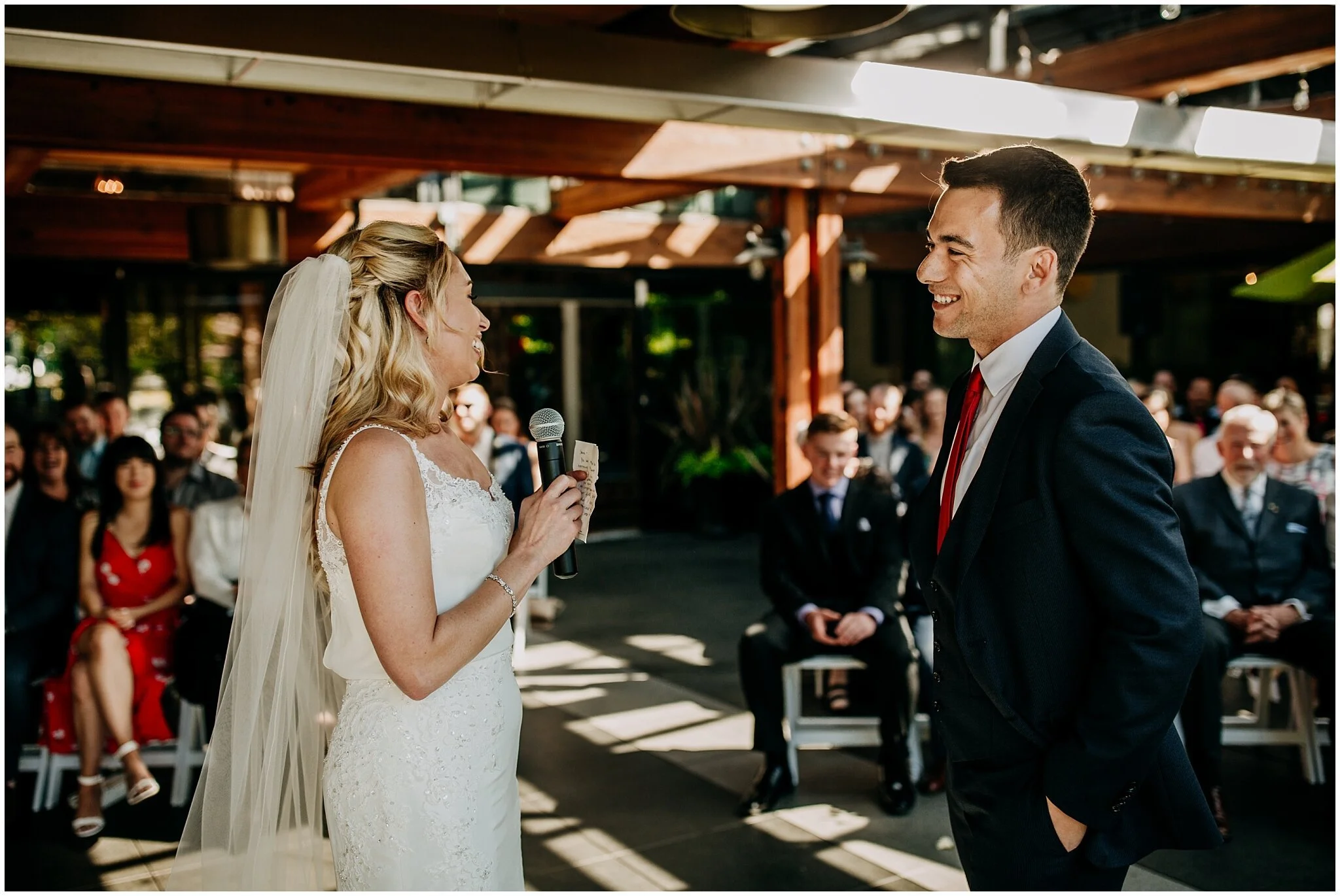bride reading vows at shaughnessy restaurant wedding