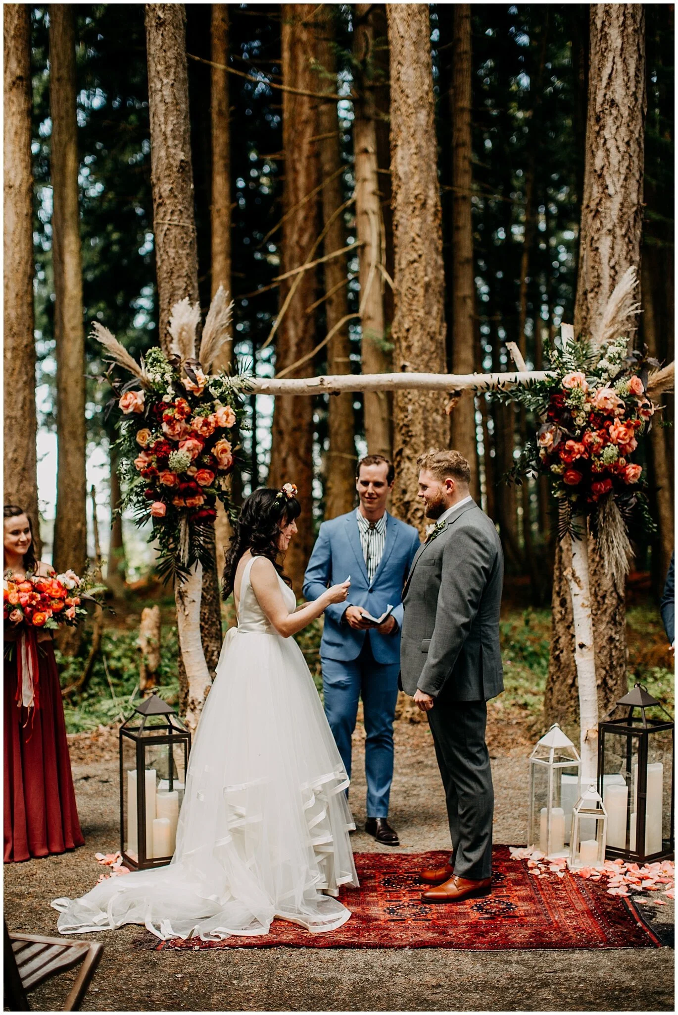 bride and groom exchanging vows at sea cider farm and ciderhouse wedding