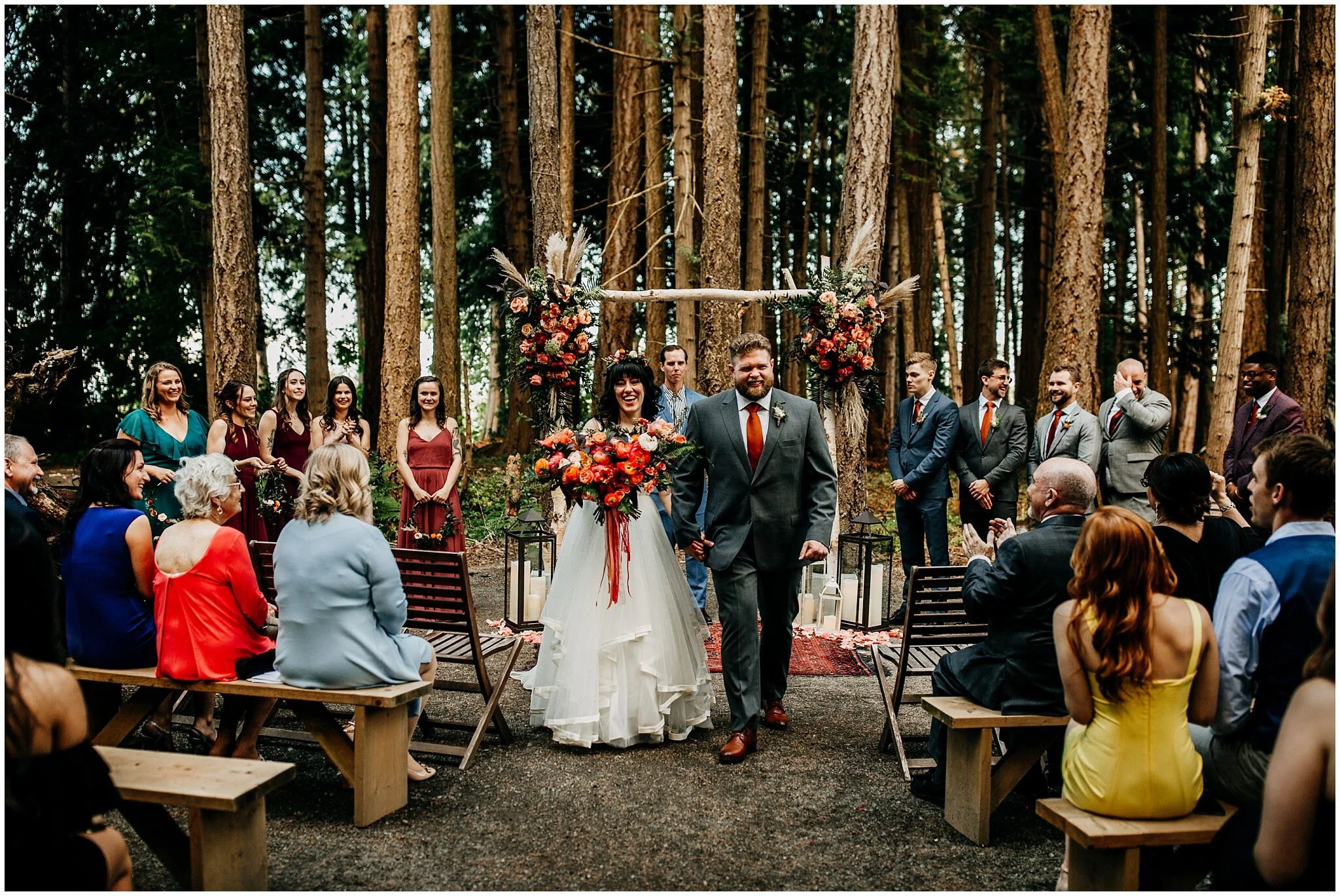 bride and groom ceremony exit at sea cider farm and ciderhouse wedding