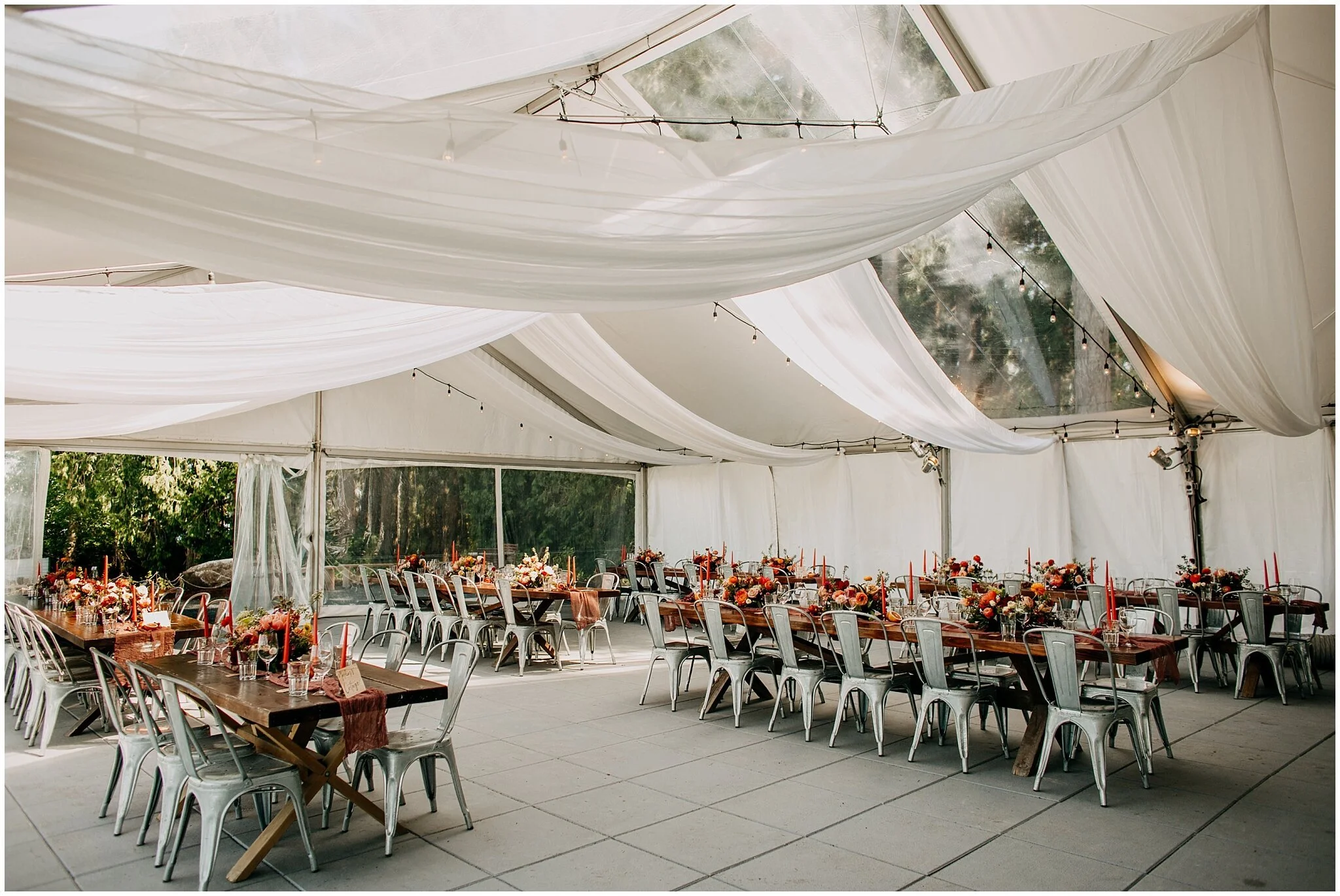 sea cider farm and ciderhouse reception set up