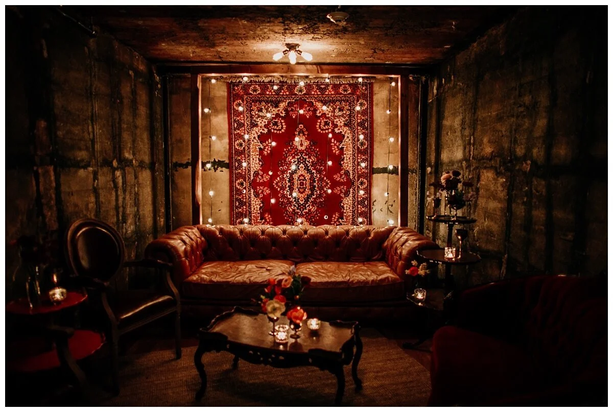 bespoke decor lounge setup at the permanent vault
