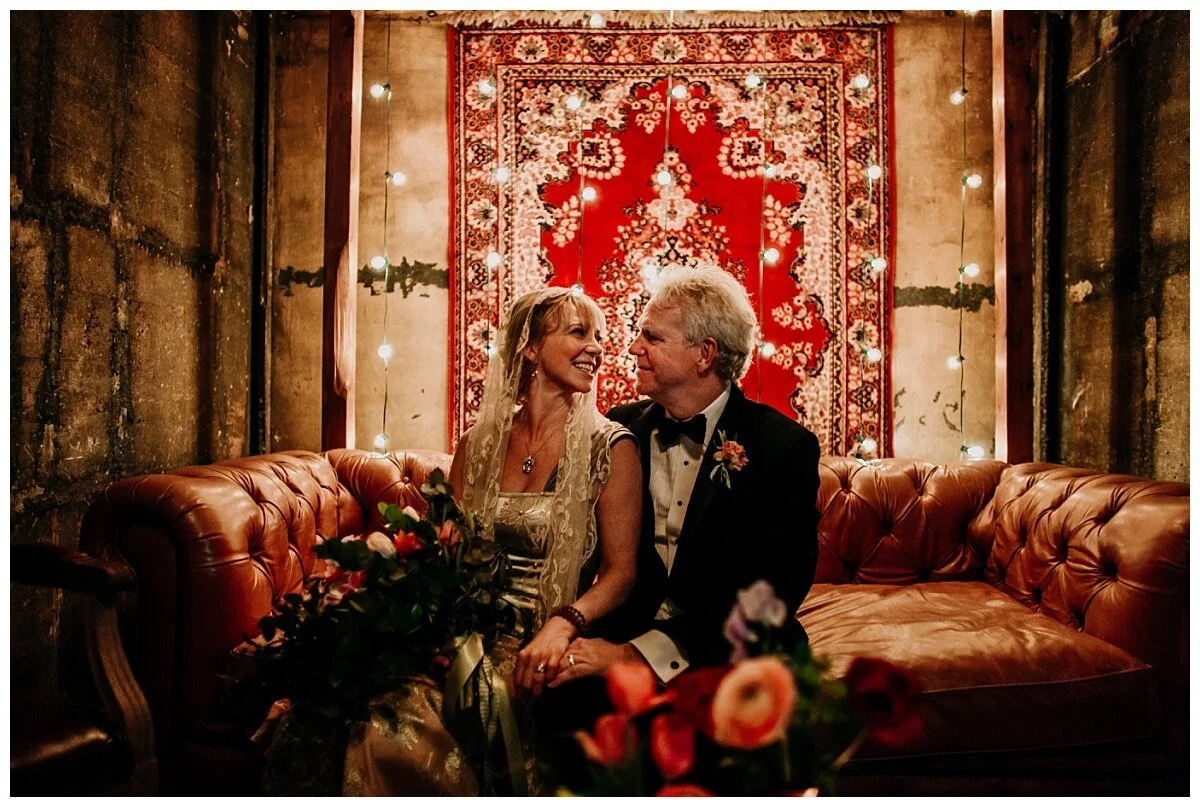 bride and groom portrait in the vault at the permanent