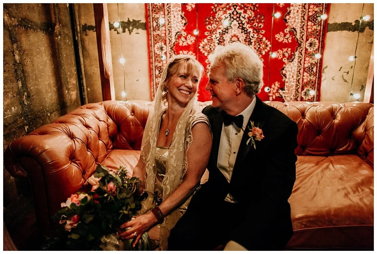 bride and groom portrait in the vault at the permanent