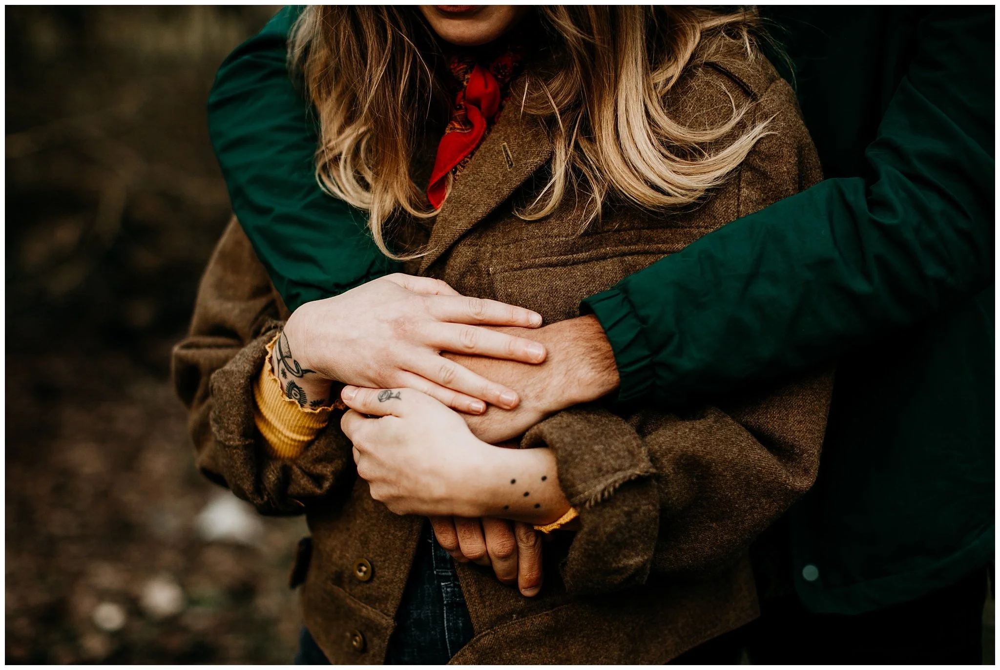 moody couples hands portrait at jericho beach