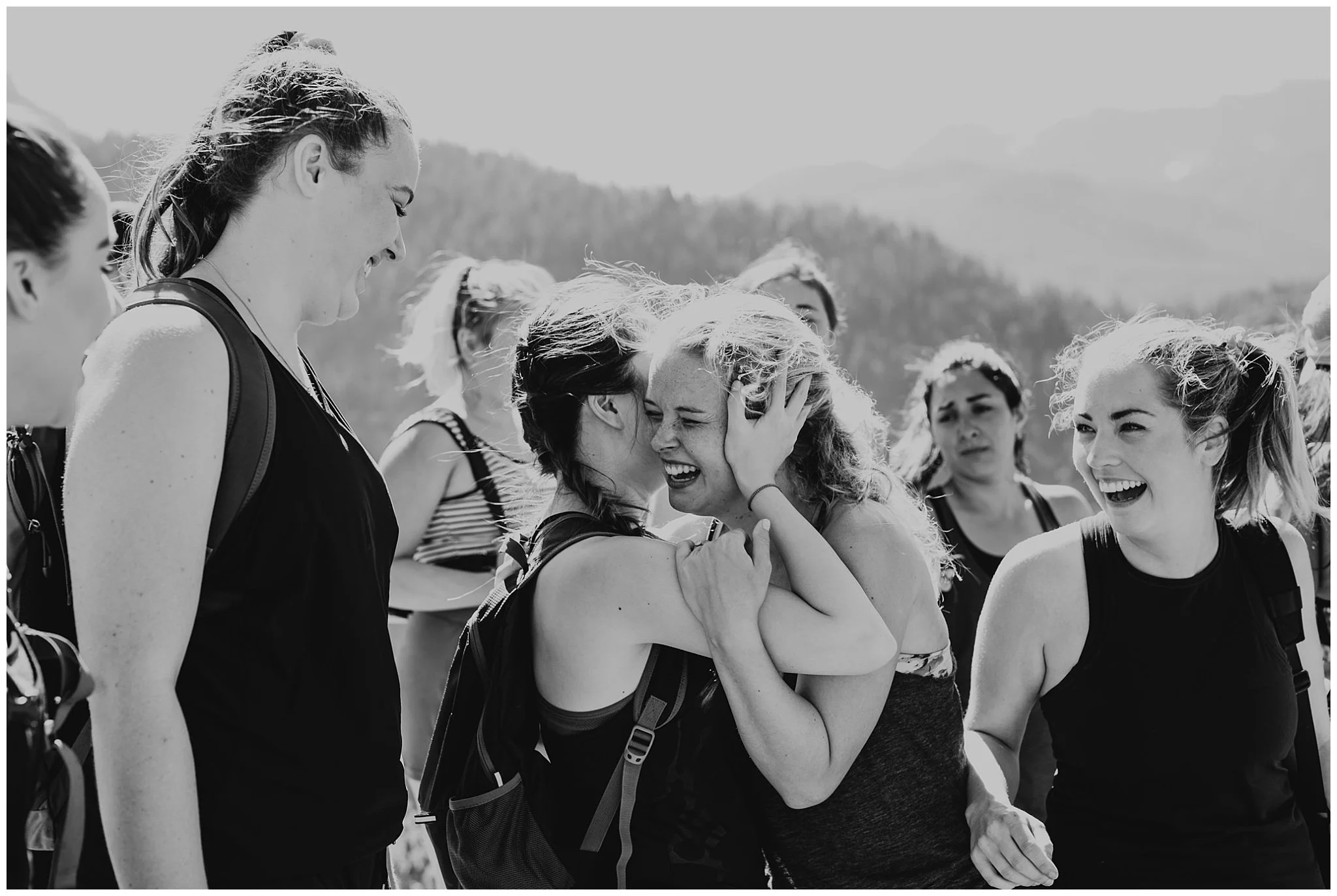 couple proposal celebration afterwards on the chief hike in squamish