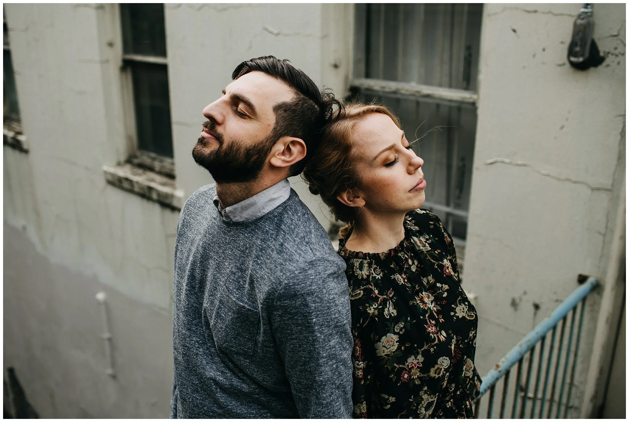 artistic couple photo at downtown new west engagement session