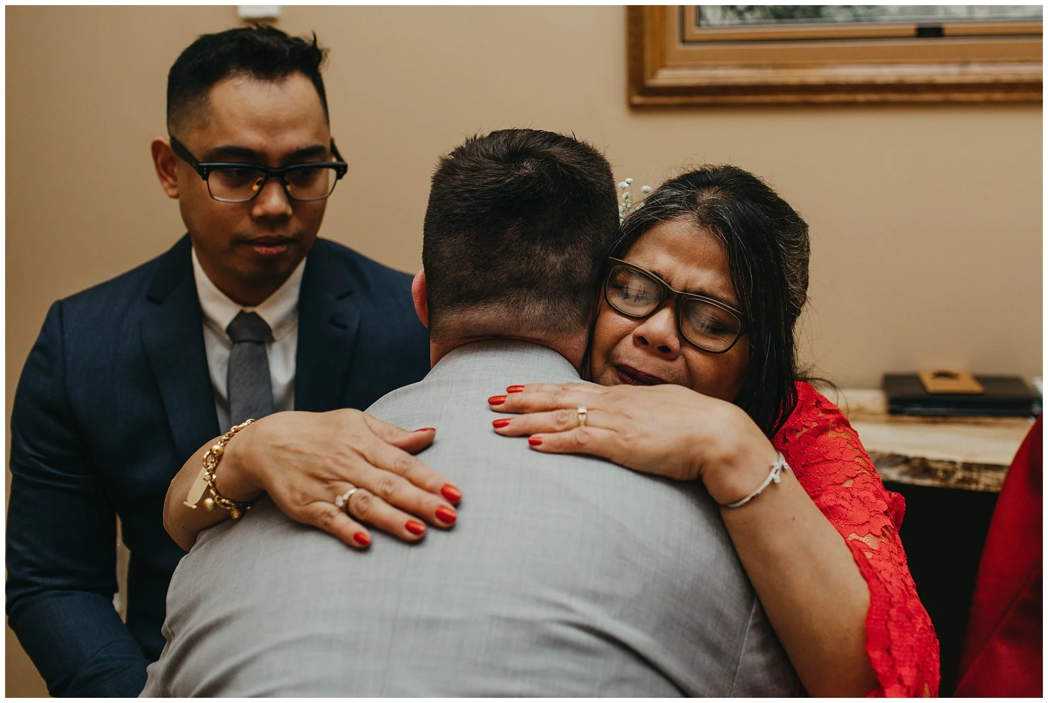 mother of bride crying at fraser river lodge wedding