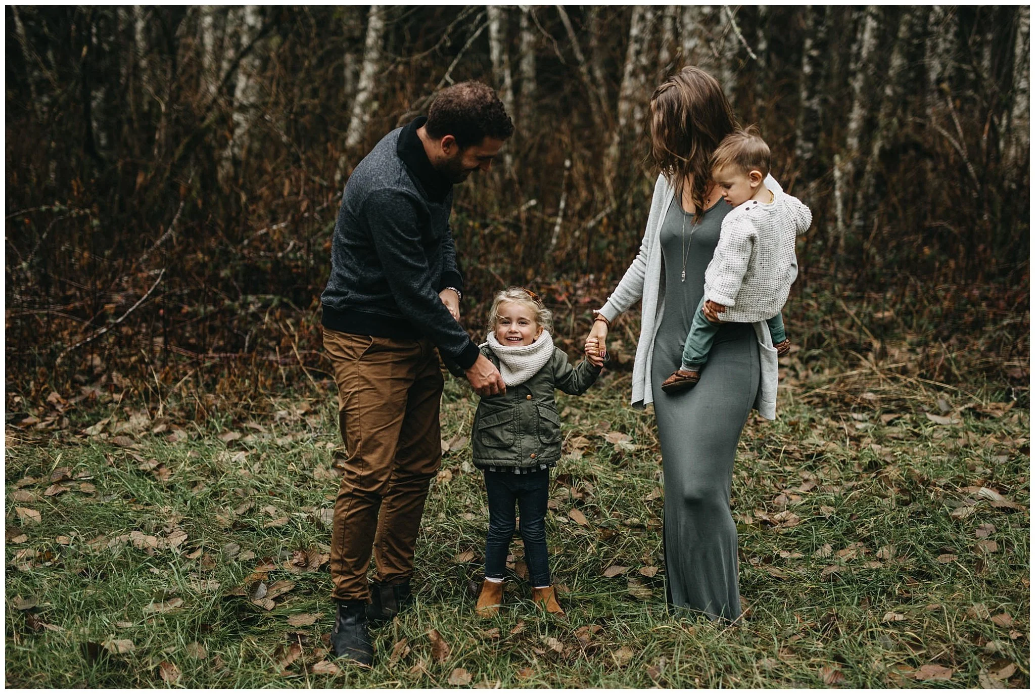 daughter laughing play fun chilliwack family photos forest trees