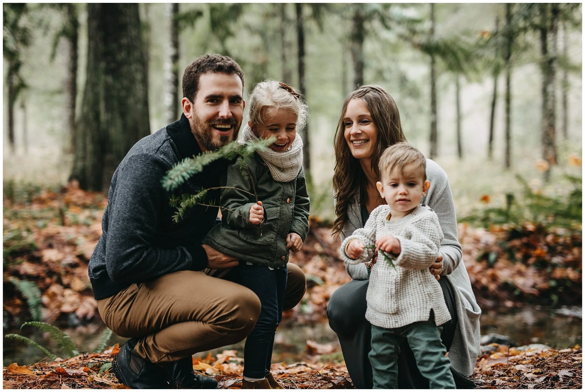 family playing with leaves family photos chilliwack forest