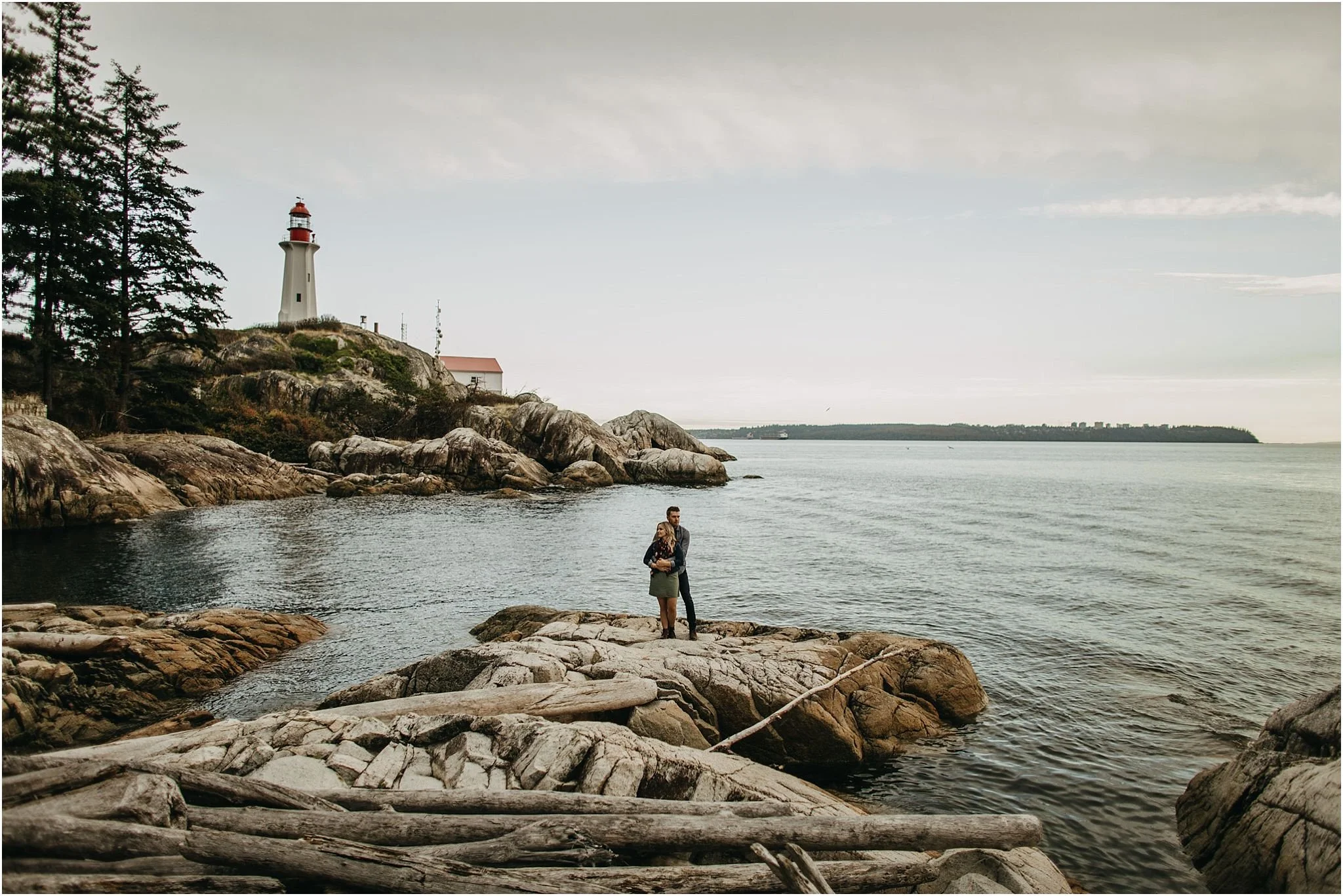 lighthouse park couple engagement shoot