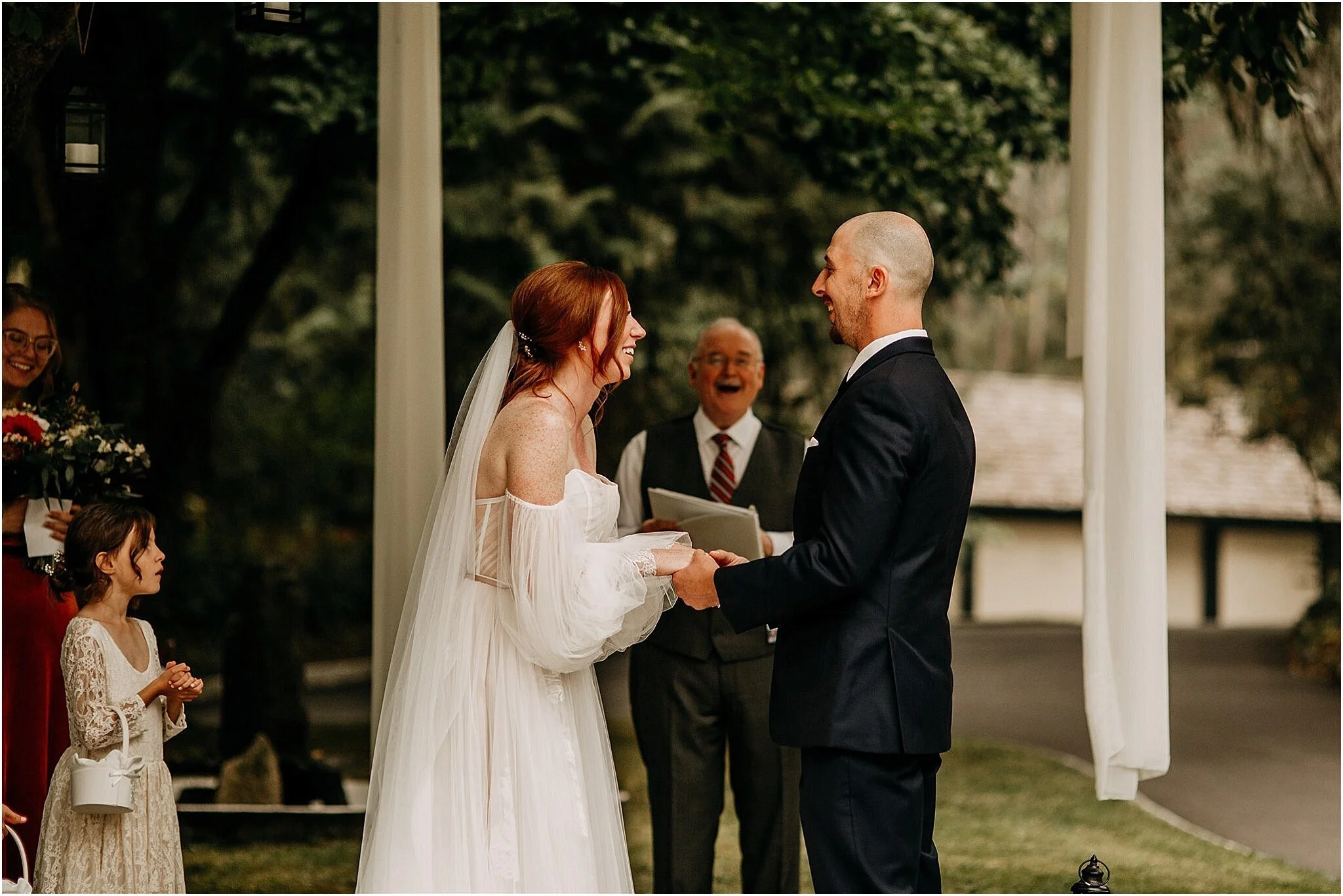 bride and groom holding hands intimate outdoor wedding Port Coquitlam BC