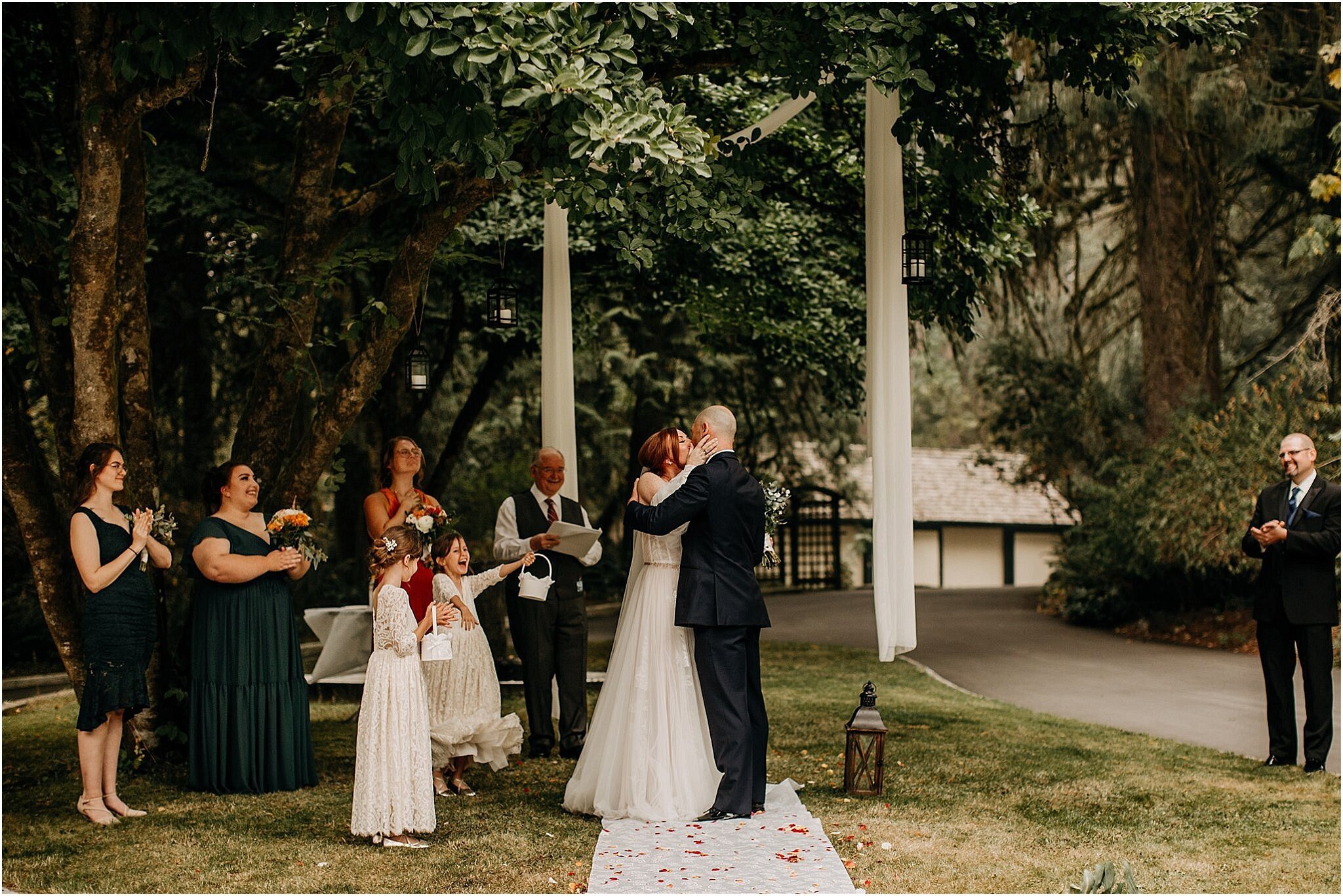 bride and groom kiss at end of ceremony Port Coquitlam BC wedding