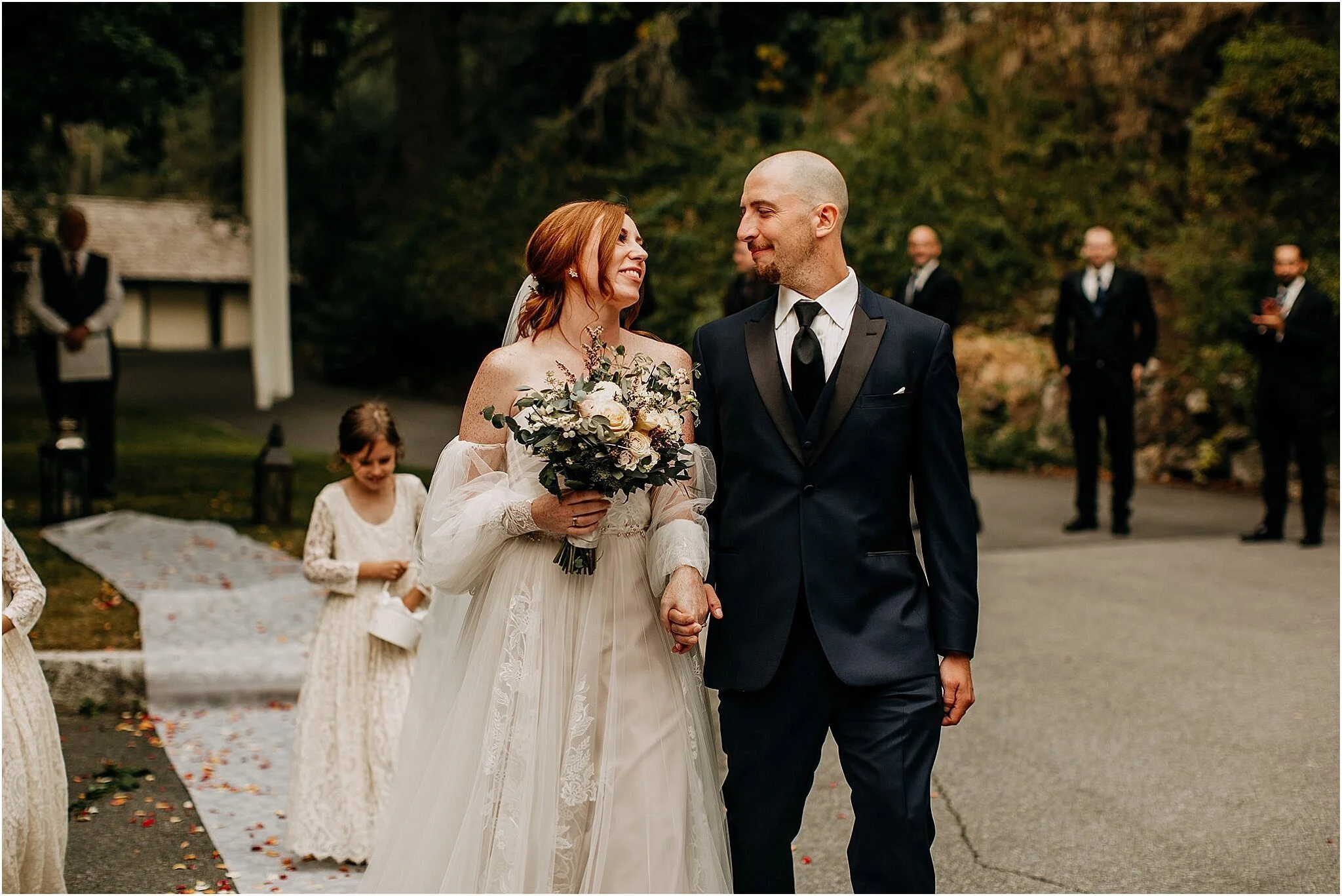 bride and groom exit ceremony Port Coquitlam BC wedding
