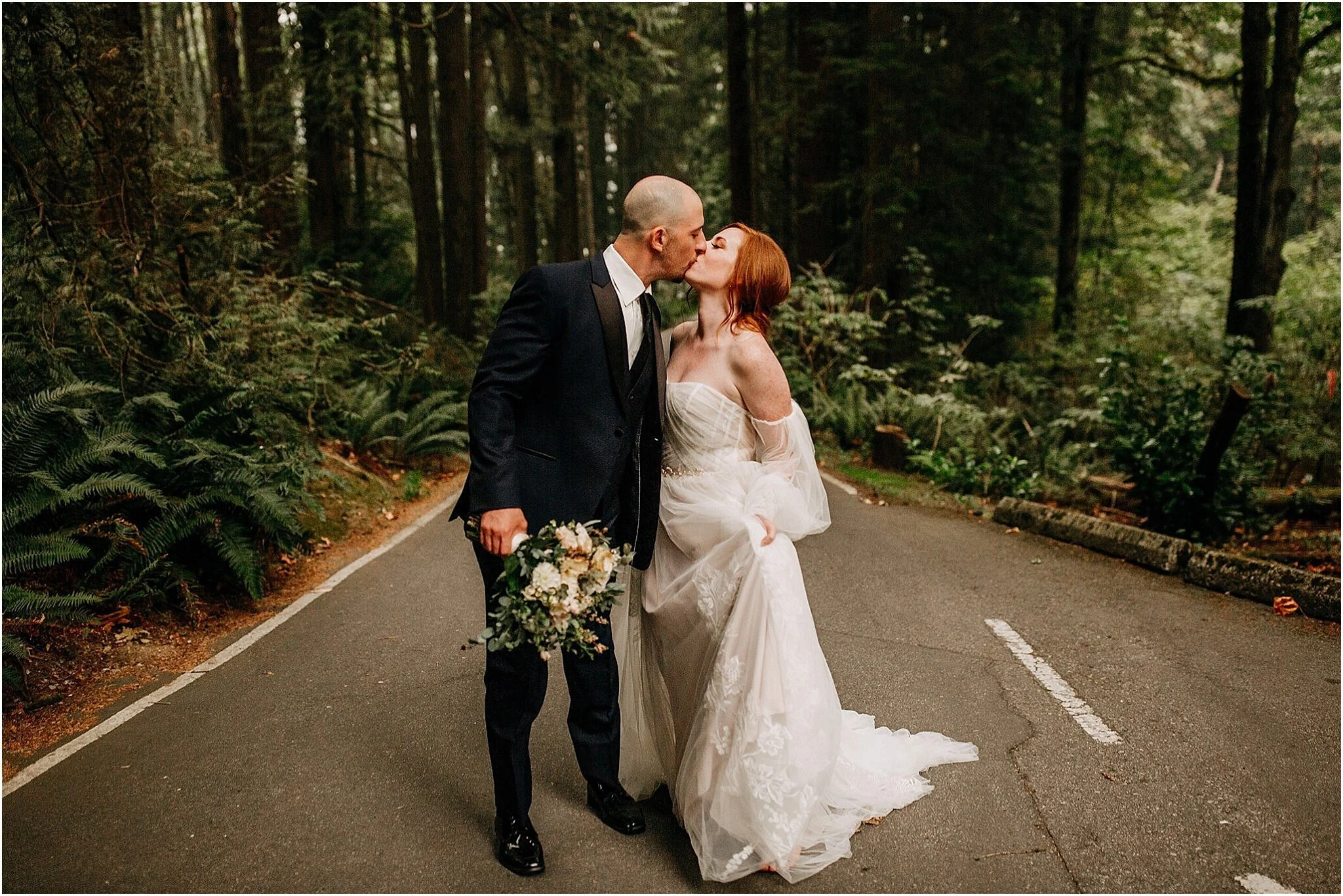 bride and groom kiss Port Coquitlam BC