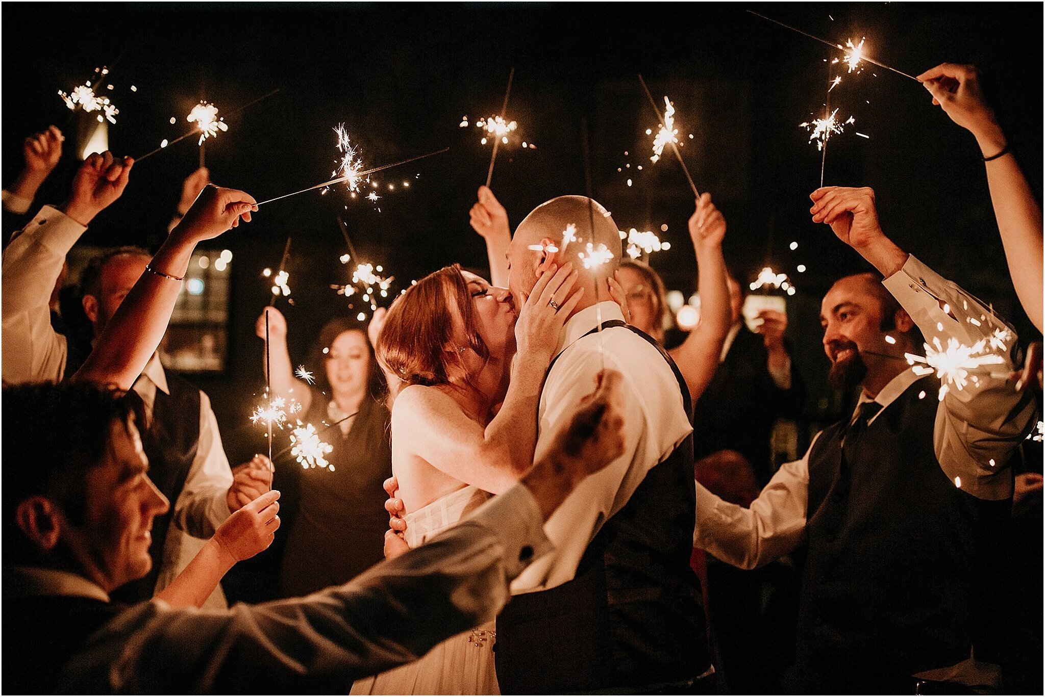 bride and groom sparkler exit Port Coquitlam BC