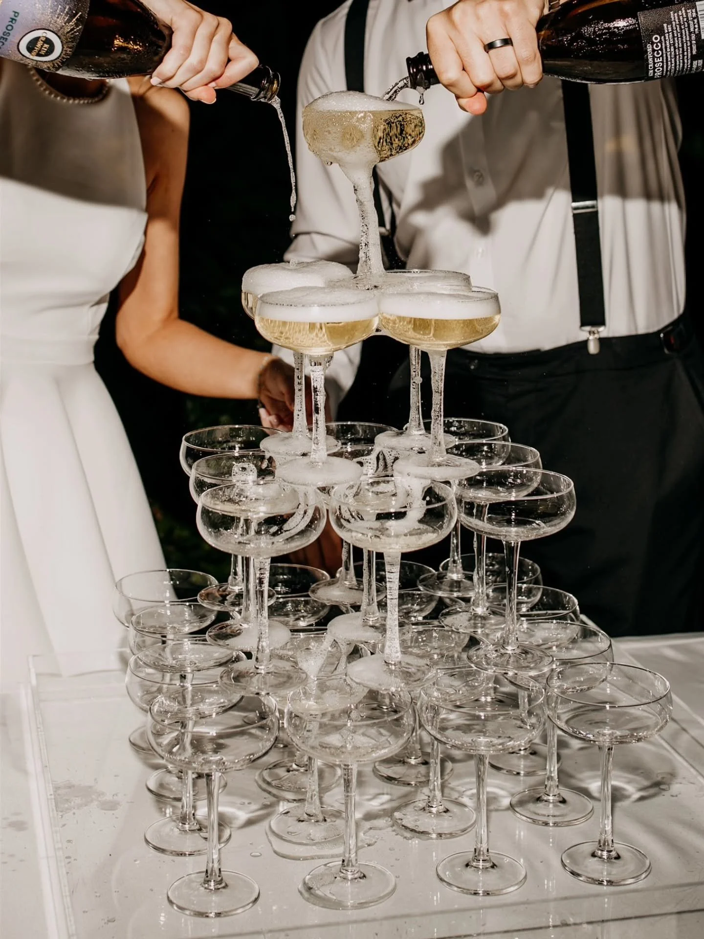 Champagne tower to kick off the dance floor? Hell yeah. And an open air dance floor on a warm late summer night at that? EXTRA hell yeah 💃
.
.
.
.
#vancouverwedding #modernbride #intimatewedding #weddingchampagne #champagnetower