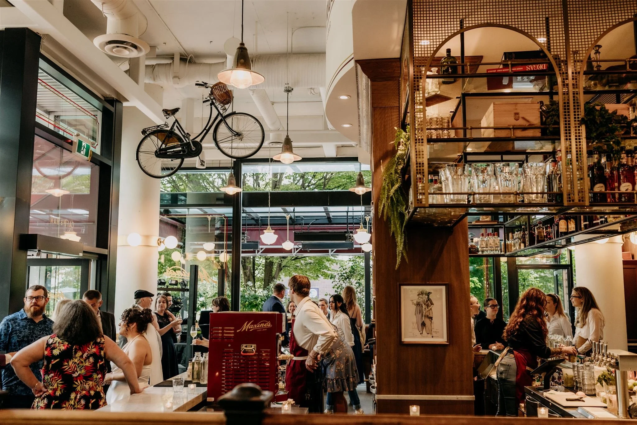 interior photo of Maxine's Cafe and Bar in downtown Vancouver during a wedding