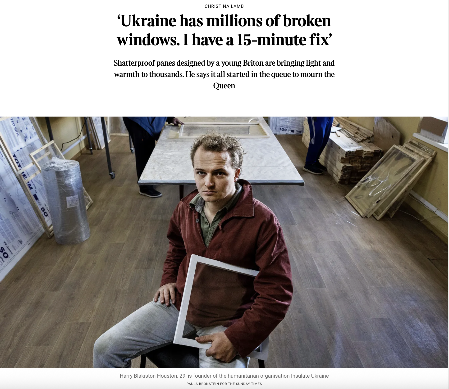 Insulate Ukraine in the Sunday Times