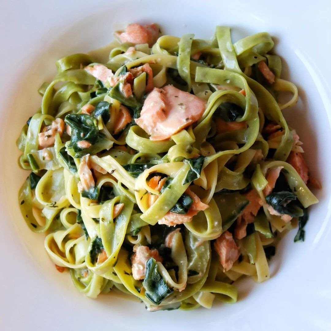 Tagliatelle with Salmon and Chard