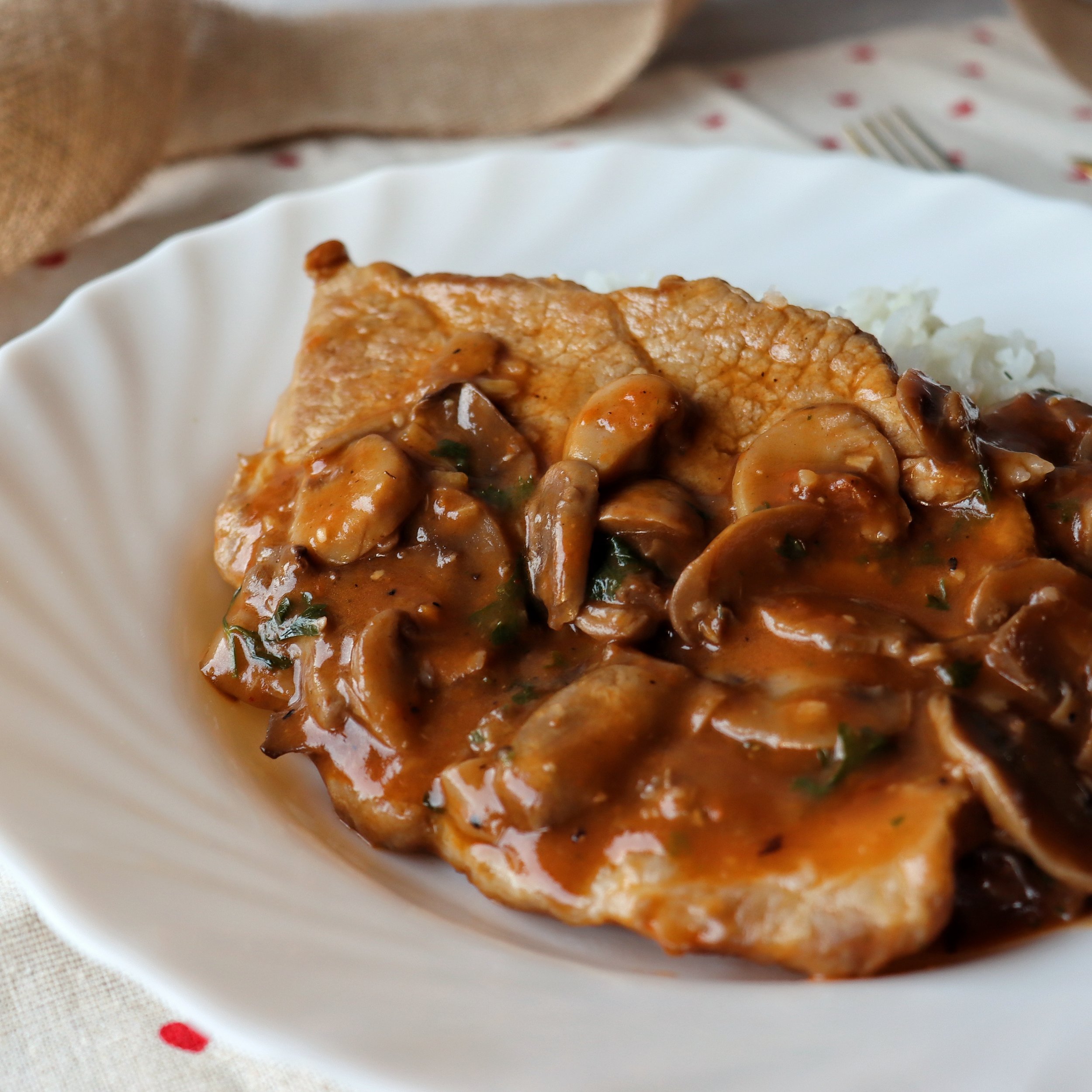 Pork in Tomato Mushroom Sauce