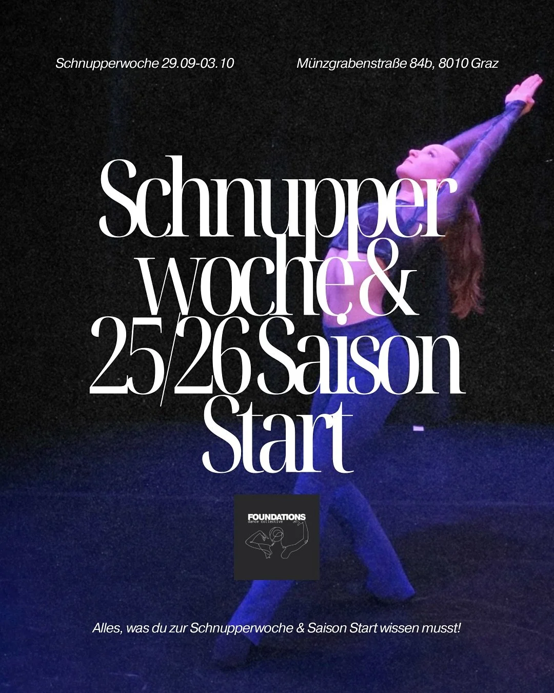 Wir freuen uns darauf, euch ab Montag, den 29.09. bei uns im Studio zu begr&uuml;&szlig;en mit unserer Schnupperwoche und dem offiziellen Start der neuen Saison 😊

Bitte stellt sicher, dass ihr alle bereits versendeten E-Mails aufmerksam gelesen hab