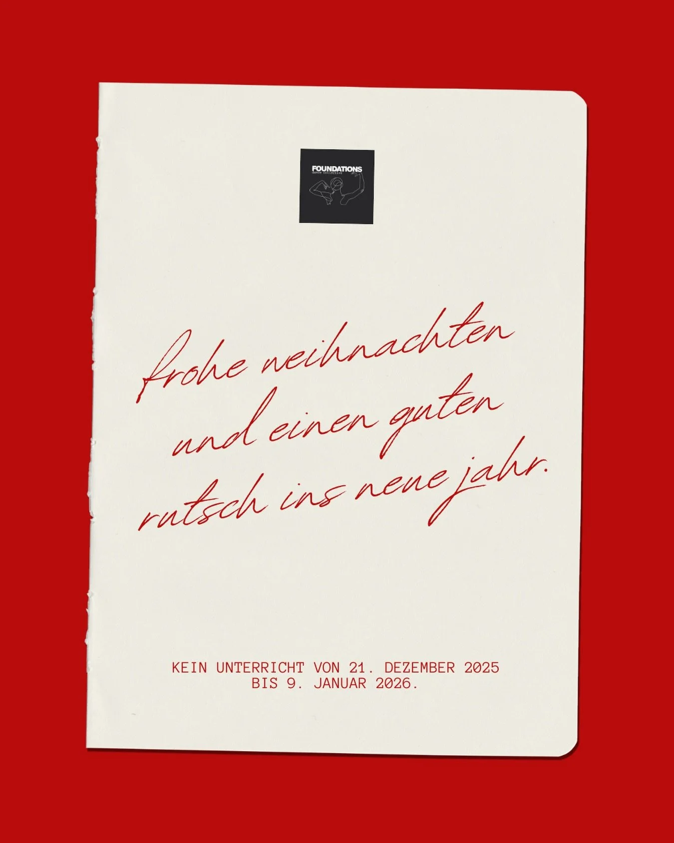 Unsere Weihnachtsferien starten bald! ✨🎄 Der letzte Kurstag vor den Feiertagen ist Samstag, 20. Dezember.

🏆 Ab 10. Januar geht unser @foundationscompetitionteam wieder in die Proben. 

Am selben Tag starten wir das neue Jahr mit einem Commercial W