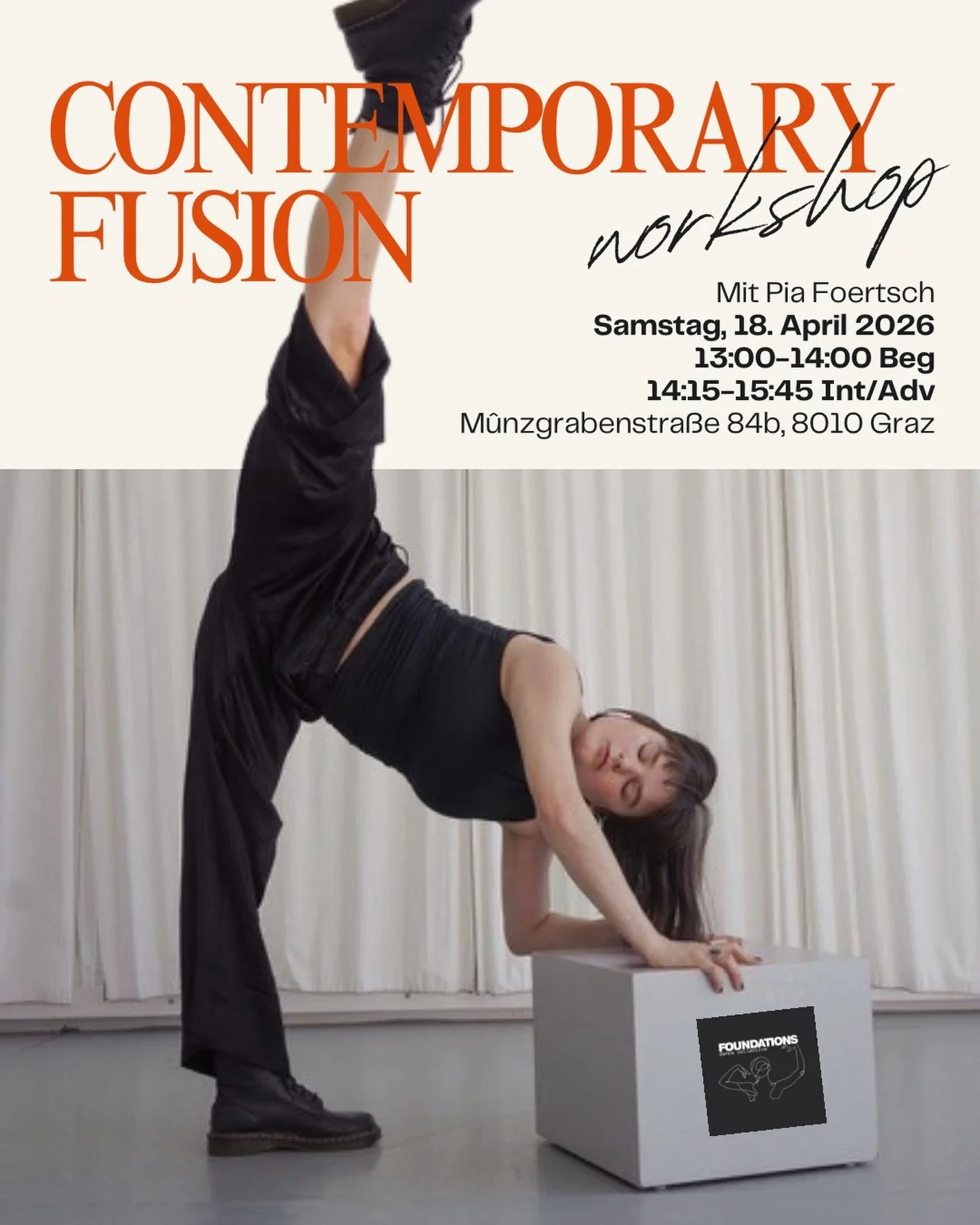 Contemporary Fusion Workshop with @piafoertsch 🤍Pia will guide you through floor work, dynamic transitions, and powerful choreography that challenges both your technique and artistry. Come ready to explore new textures, deepen your performance quali