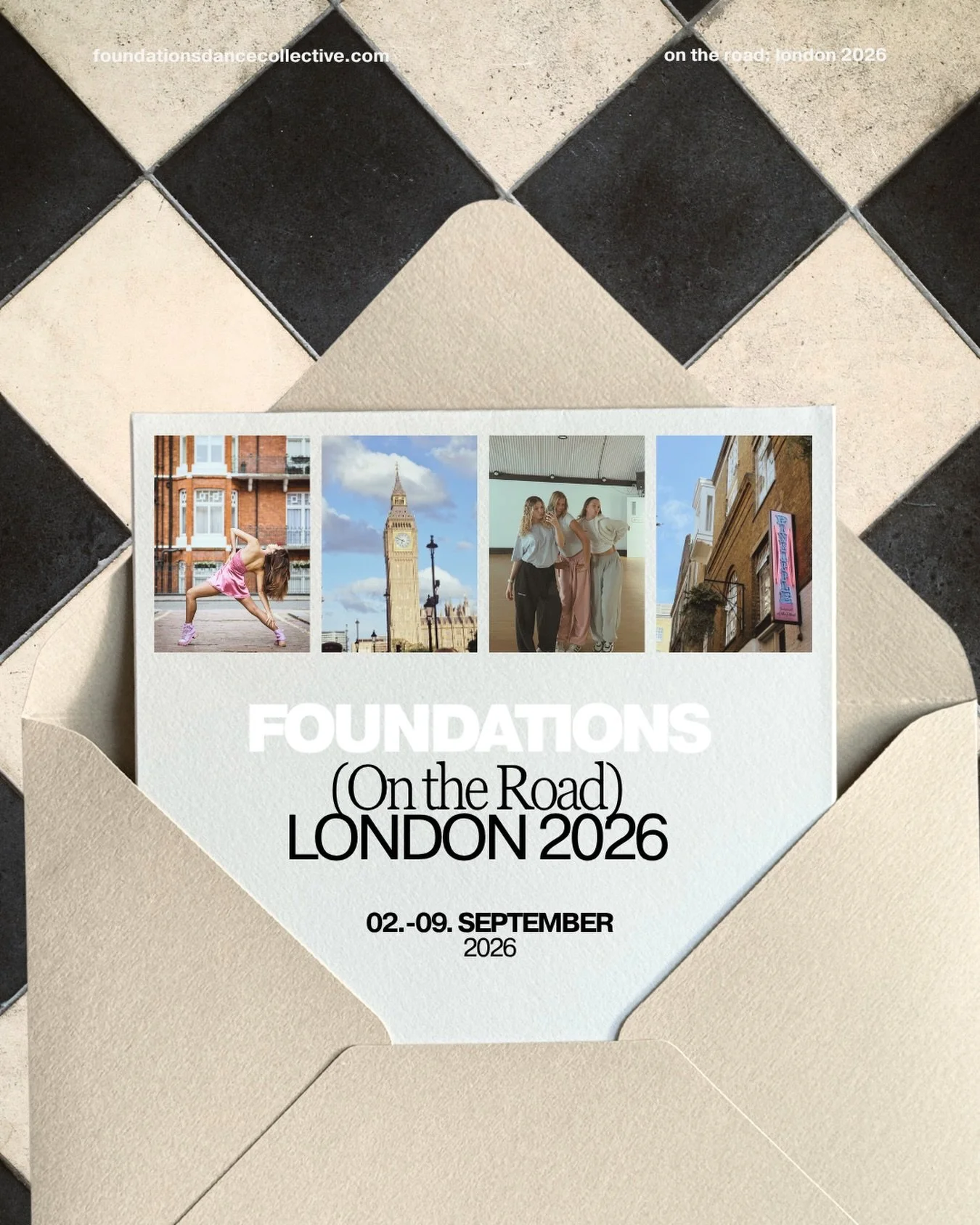 FOUNDATIONS ON THE ROAD: LONDON 2026 🇬🇧✨

Eine Woche voller Tanz, Inspiration und unvergesslicher Erfahrungen in einer der gr&ouml;&szlig;ten Tanzmetropolen der Welt.

Trainiere in renommierten Studios in London, nimm an intensiven Tanzklassen teil