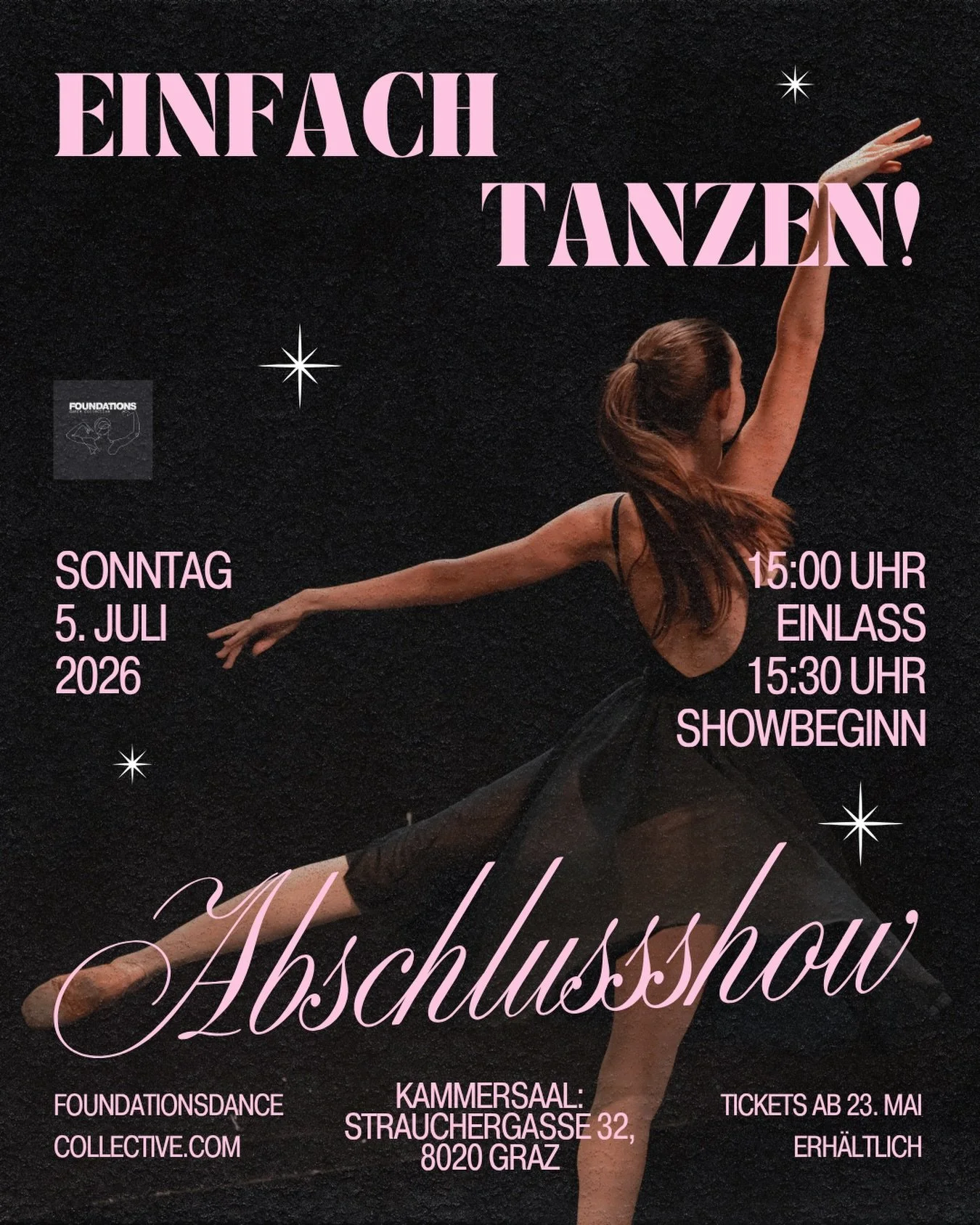 🎟️ Tickets f&uuml;r unsere Abschlussshow Einfach Tanzen! sind ab sofort erh&auml;ltlich! Link in bio👆

Nach einem Jahr voller Training, Leidenschaft und unz&auml;hligen gemeinsamen Momenten auf und neben der Tanzfl&auml;che laden wir euch herzlich 