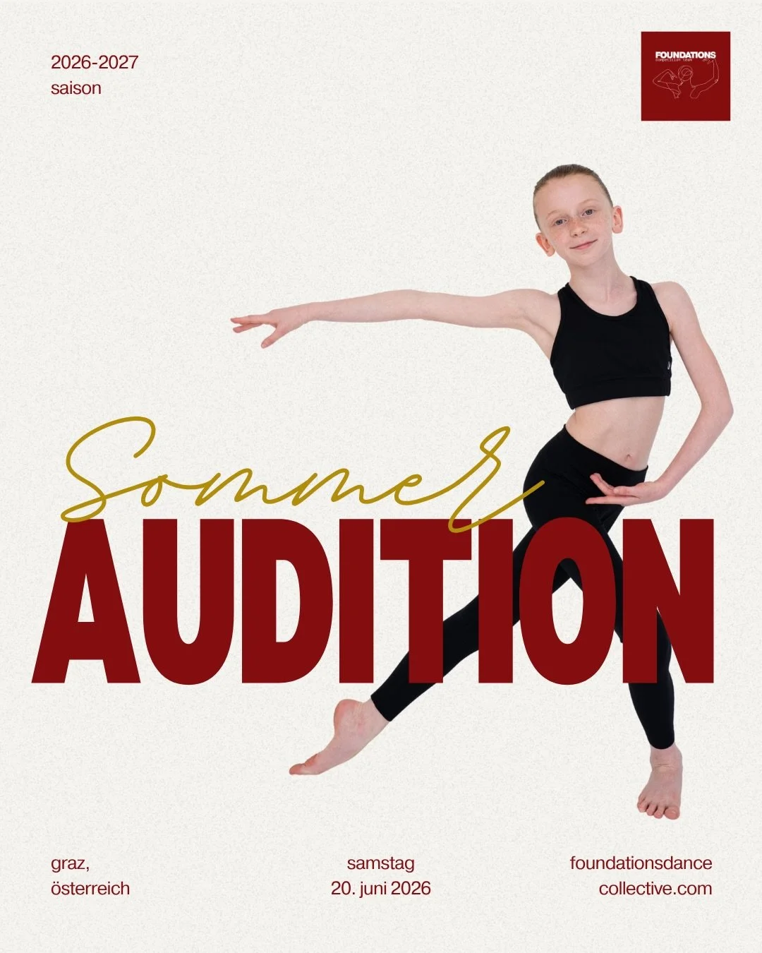 SOMMER-AUDITION 🌞 Werde Teil unseres Wettkampfteams f&uuml;r die Saison 2026/27! 

Du tanzt f&uuml;r dein Leben gern und willst gemeinsam mit einem Team &uuml;ber dich hinauswachsen? Dann komm zu unserer Sommer-Audition f&uuml;r die kommende Saison!