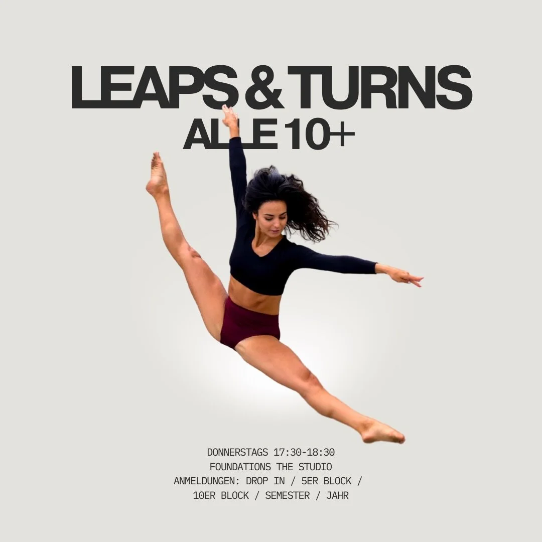 💪 NEU in der Saison 26/27: Leaps &amp; Turns!

Wir freuen uns riesig, euch einen brandneuen Kurs vorzustellen: Leaps &amp; Turns f&uuml;r alle T&auml;nzerInnen ab 10 Jahren. 

Dieser Technikkurs ist die perfekte Erg&auml;nzung zu deinem Training. Hi