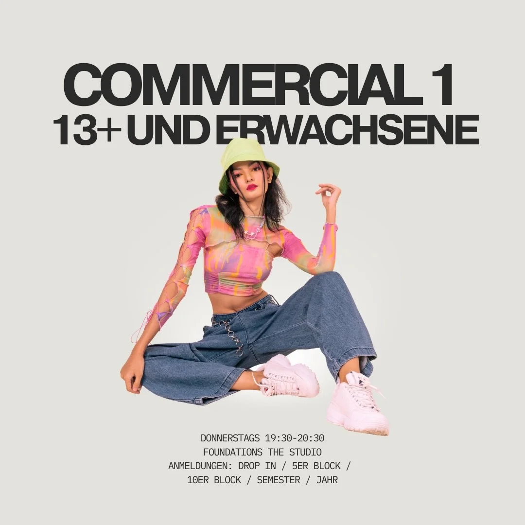 🔥 Commercial &amp; Hip Hop f&uuml;r Teens &amp; Erwachsene: Saison 26/27 bei Foundations!

Beats, Attitude und Choreos wie in deinen Lieblingsvideos: In unseren Commercial- und Hip-Hop-Kursen lernst du, dich kraftvoll und selbstbewusst zu bewegen un