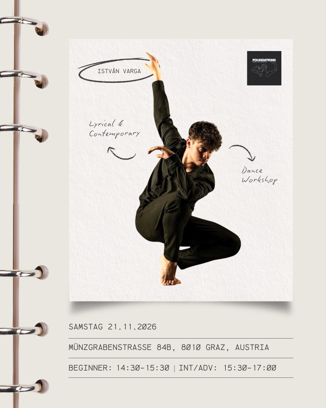 LYRICAL &amp; CONTEMPORARY WORKSHOP MIT ISTV&Aacute;N VARGA 🤍

Wir freuen uns riesig, den international erfolgreichen T&auml;nzer und Choreografen @istvanv13 bei uns im Studio begr&uuml;&szlig;en zu d&uuml;rfen! ✨ Freu dich auf eine ausdrucksstarke 