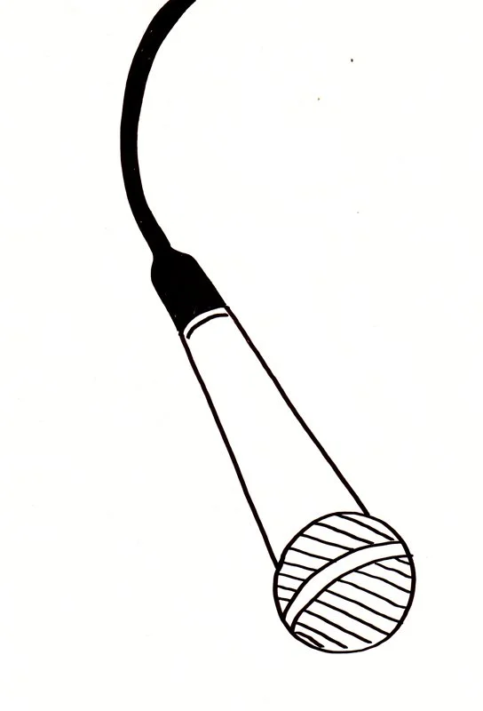un microphone en noir et blanc dessin minimaliste