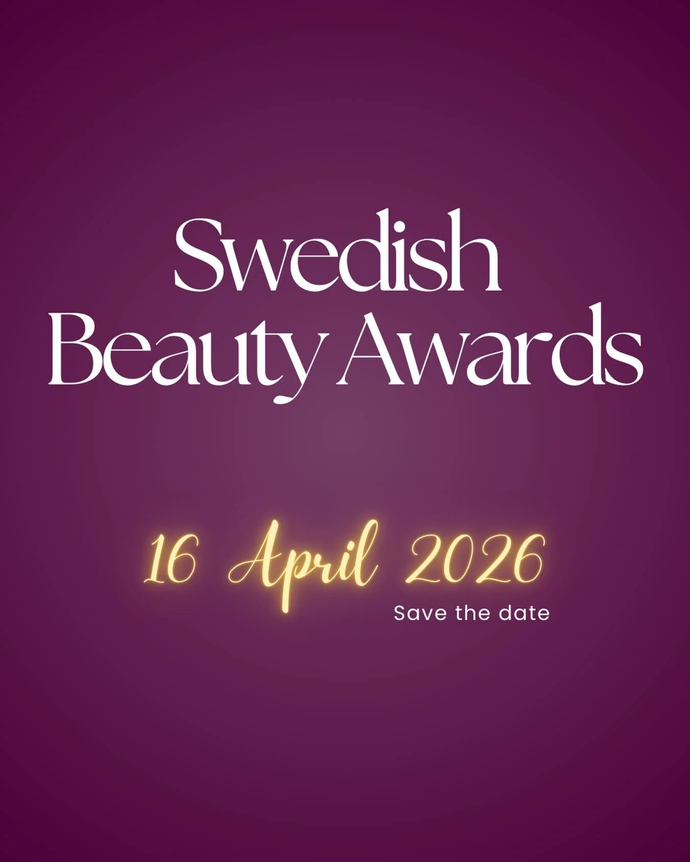 Save the date. ✨

Den 16 april samlas beautybranschen f&ouml;r en av &aring;rets mest efterl&auml;ngtade kv&auml;llar.
Var? Det ber&auml;ttar vi snart..&nbsp;💫

Stay tuned 💜

#SwedishBeautyAwards