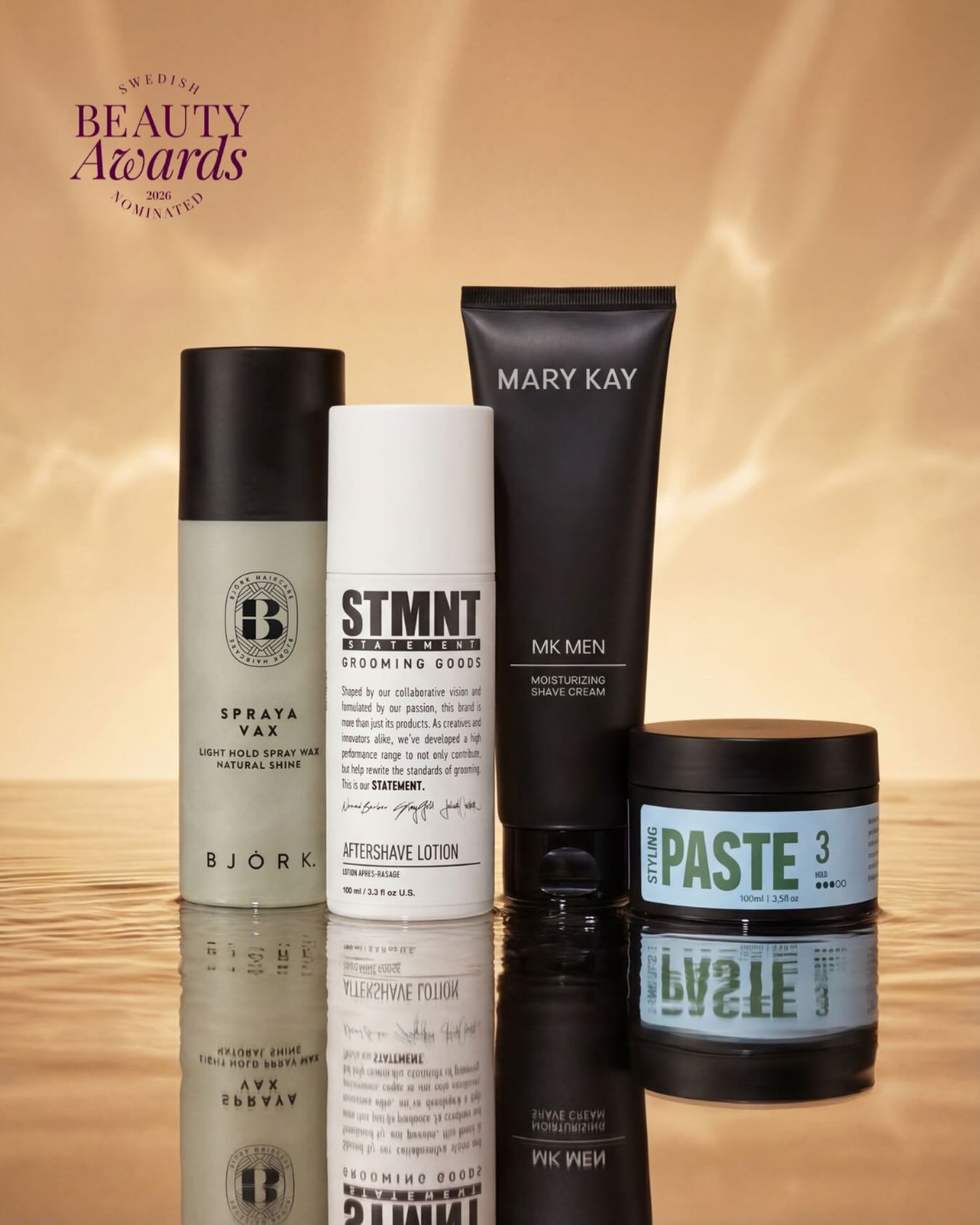 🌟&Aring;rets H&aring;r- &amp; Sk&auml;ggprodukt🌟

🖤 Bj&ouml;rk Haircare - SPRAYA VAX Light Hold Spray Wax
@bjorkhair 

🖤 STMNT - Aftershave Lotion
@stmntgrooming

🖤 Mary Kay - MKMen&reg; Moisturizing Shave Cream
@marykaynordic 

🖤 TZ - Styling 