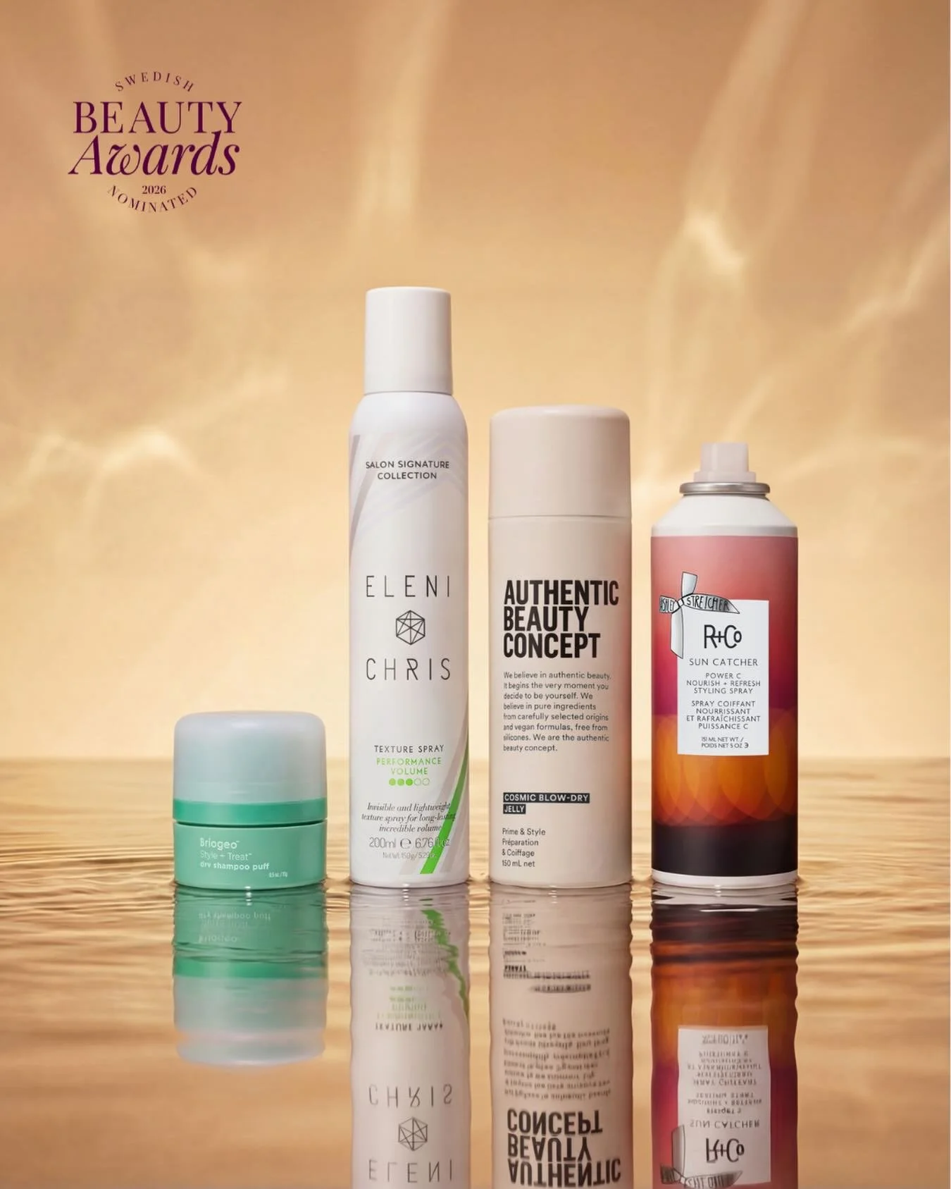 🌟Nominerade &Aring;rets Finishprodukt - &ouml;ver 300 kr🌟
&nbsp;
🖤 Briogeo - Style + Treat Dry Shampoo Puff
@briogeo.ne
&nbsp;
🖤 Eleni &amp; Chris - Texture Spray
@eleniandchris
&nbsp;
🖤 Authentic Beauty Concept - Cosmic Blow-Dry Jelly
@authenti