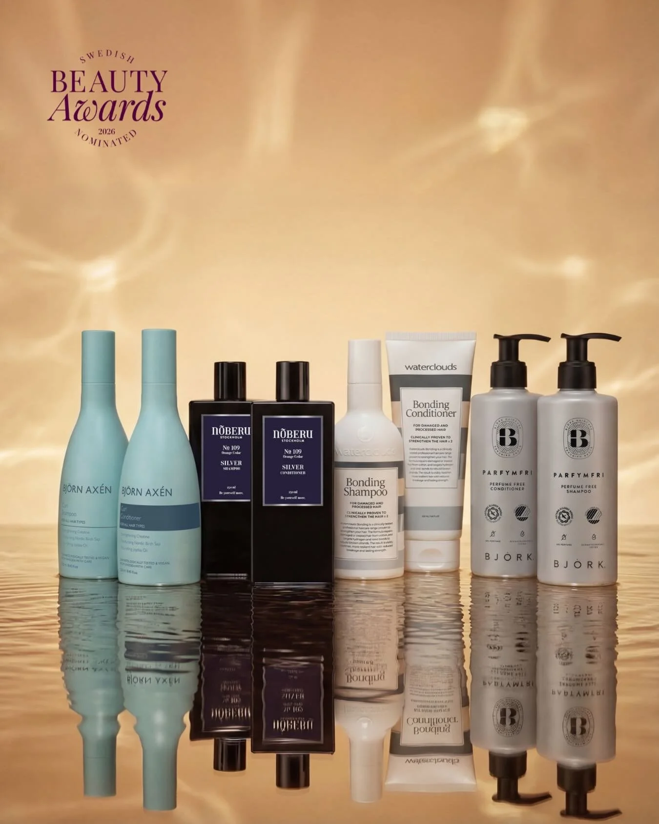 🌟Nominerade &Aring;rets H&aring;rkit schampo &amp; balsam - under 550 kr🌟
&nbsp;
🖤 Bj&ouml;rn Ax&eacute;n - Curl Shampoo &amp; Conditioner&emsp;&emsp;
@bjornaxen
&nbsp;
🖤 Noberu Stockholm - Silver Shampoo &amp; Conditioner&emsp;&emsp;
@Noberustoc