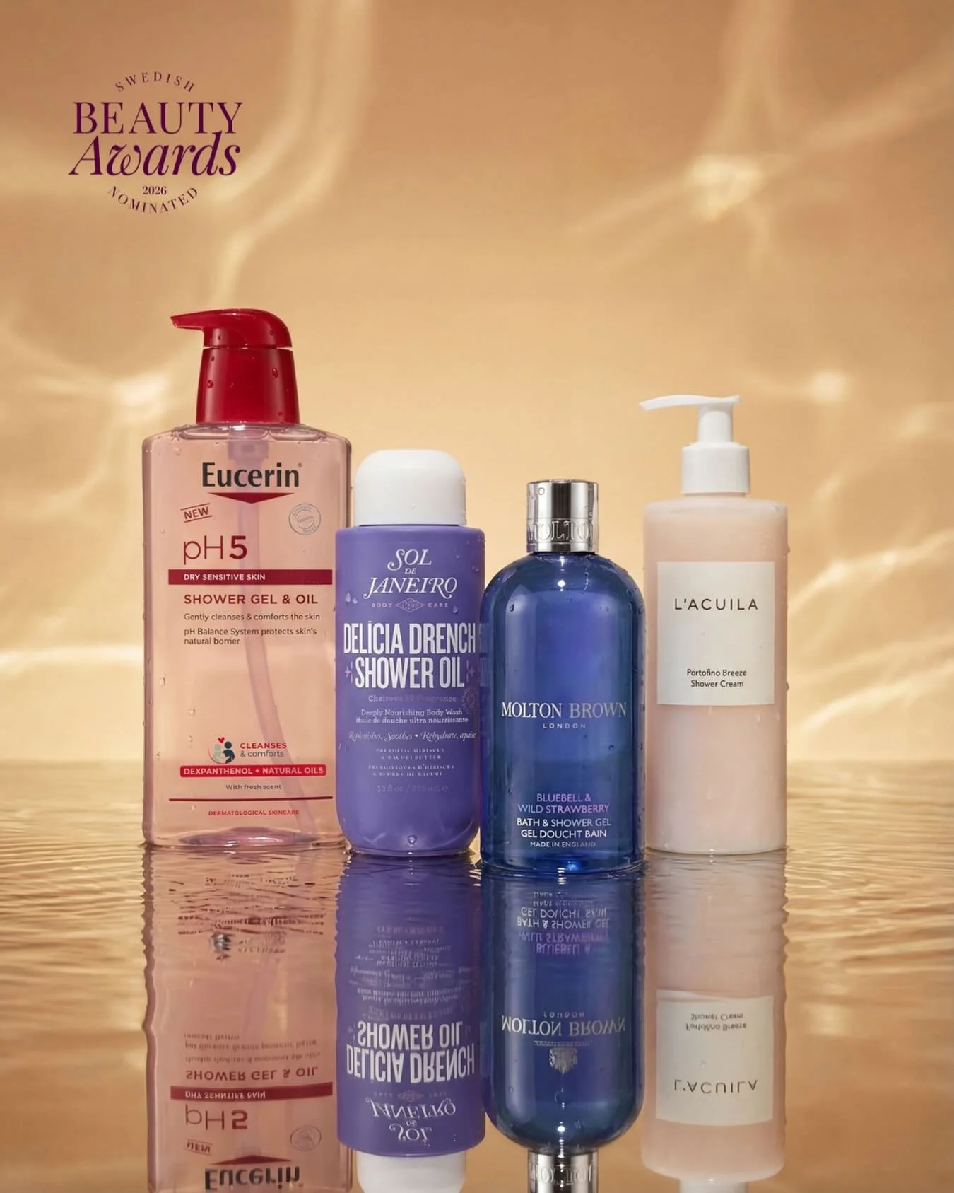 🌟Nominerade &Aring;rets Hygienprodukt🌟
&nbsp;
🖤 Eucerin - pH5 Shower Gel &amp; Oil
@eucerinsverige
&nbsp;
🖤 Sol de Janeiro - Del&iacute;cia Drench&trade; Shower Oil
@soldejaneiro
&nbsp;
🖤 Molton Brown - Bluebell &amp; Wild Strawberry Bath &amp; 