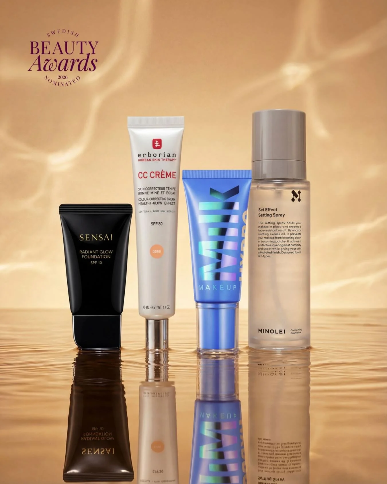 🌟Nominerade &Aring;rets Ansiktsbas - &ouml;ver 300 kr🌟
&nbsp;
🖤 Sensai - Radiant Glow Foundation
@sensaibeauty
&nbsp;
🖤 Erborian - CC Cr&egrave;me
@erborian_nordics
&nbsp;
🖤 Milk Makeup - Hydro Grip Gel Tint
@milkmakeup
&nbsp;
🖤 Minolei - Set E