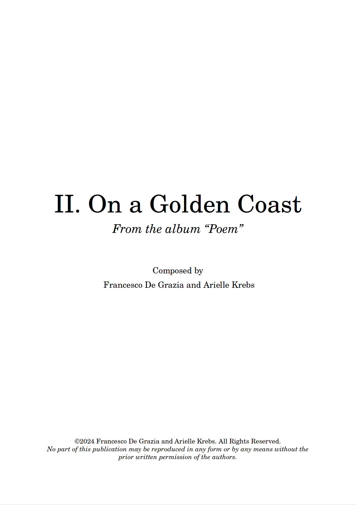 On a Golden Coast - Music Sheet w/ TABs