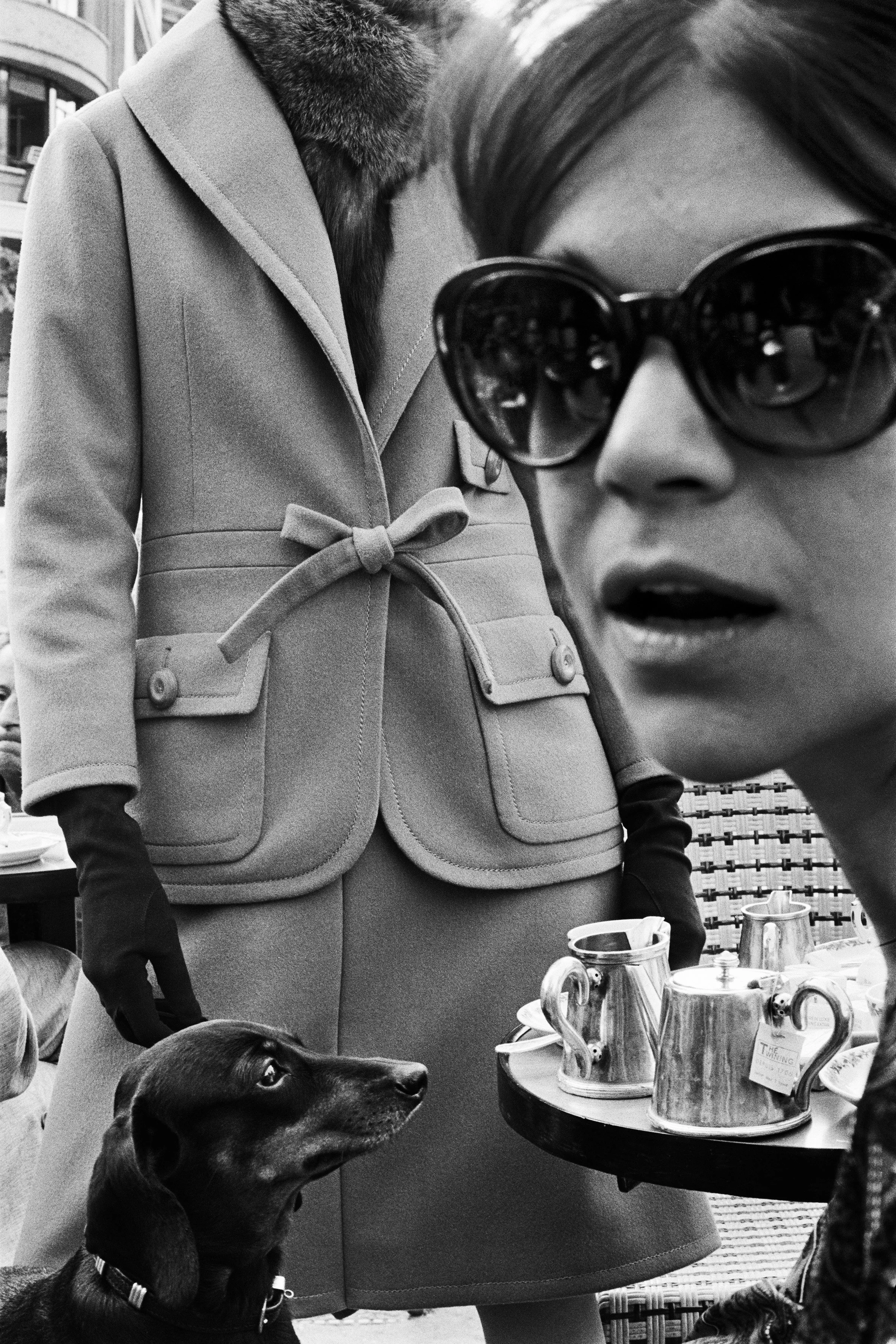 Frank Horvat_1962, Paris, France, for Harper's Bazaar, french high fashion, Carol Lobravico, at Café Flore.jpg