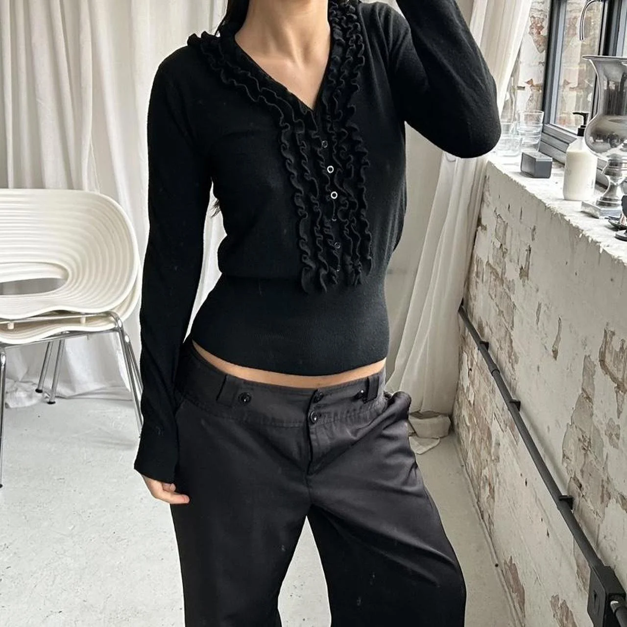 Vintage Knitted Black Long Sleeve Top