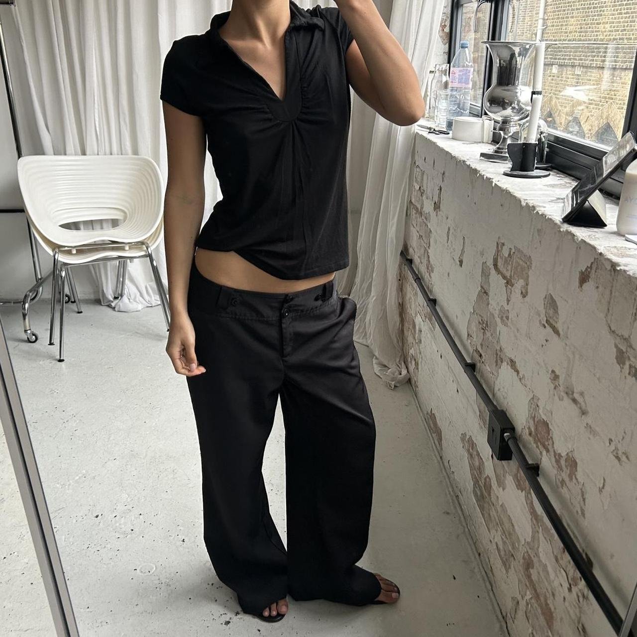 Vintage 00s Black Jersey Polo Top