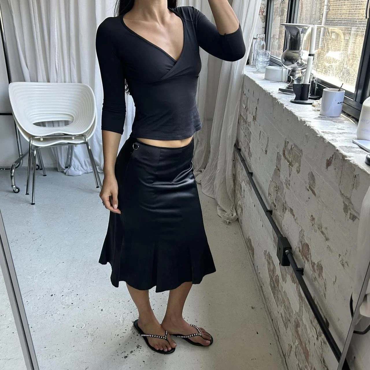 Vintage 90s Silky Midi Skirt