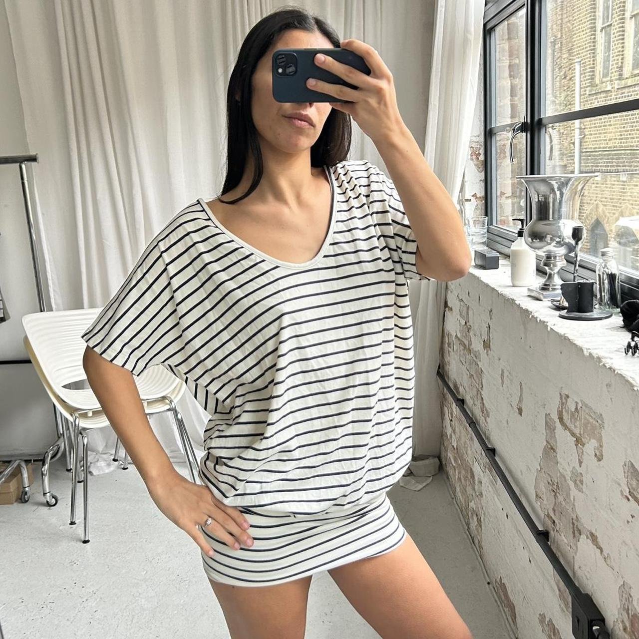Vintage 00s Slouchy Striped Mini Dress